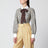 Striped cotton shirt with scarf in beige and blue