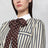 Striped cotton shirt with scarf in beige and blue