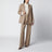 Double-Breasted Pinstripe Jacket in Mud/Ivory Virgin Wool