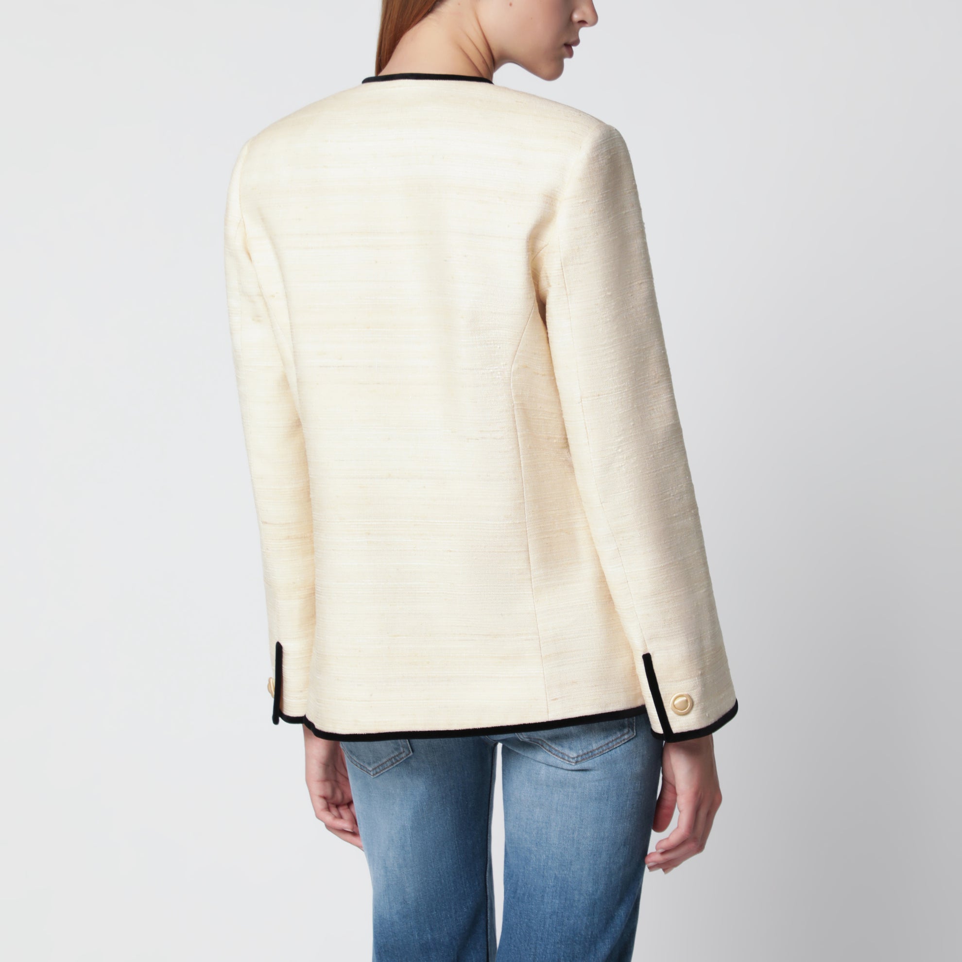 Jacke aus Seide und Leinen in Milchhonig-Farbe