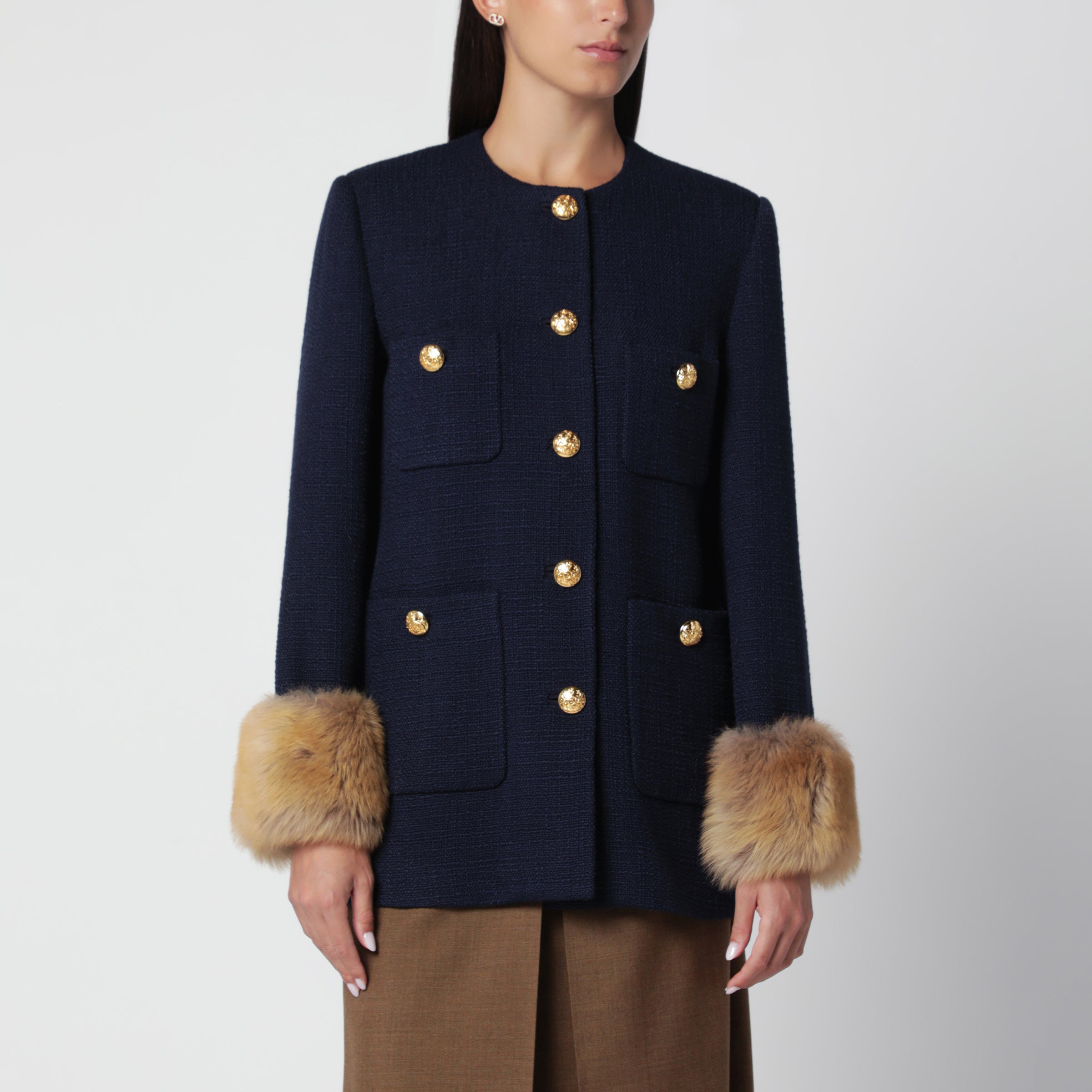 Valentino Navy peacoat in wool tweed | TheDoubleF
