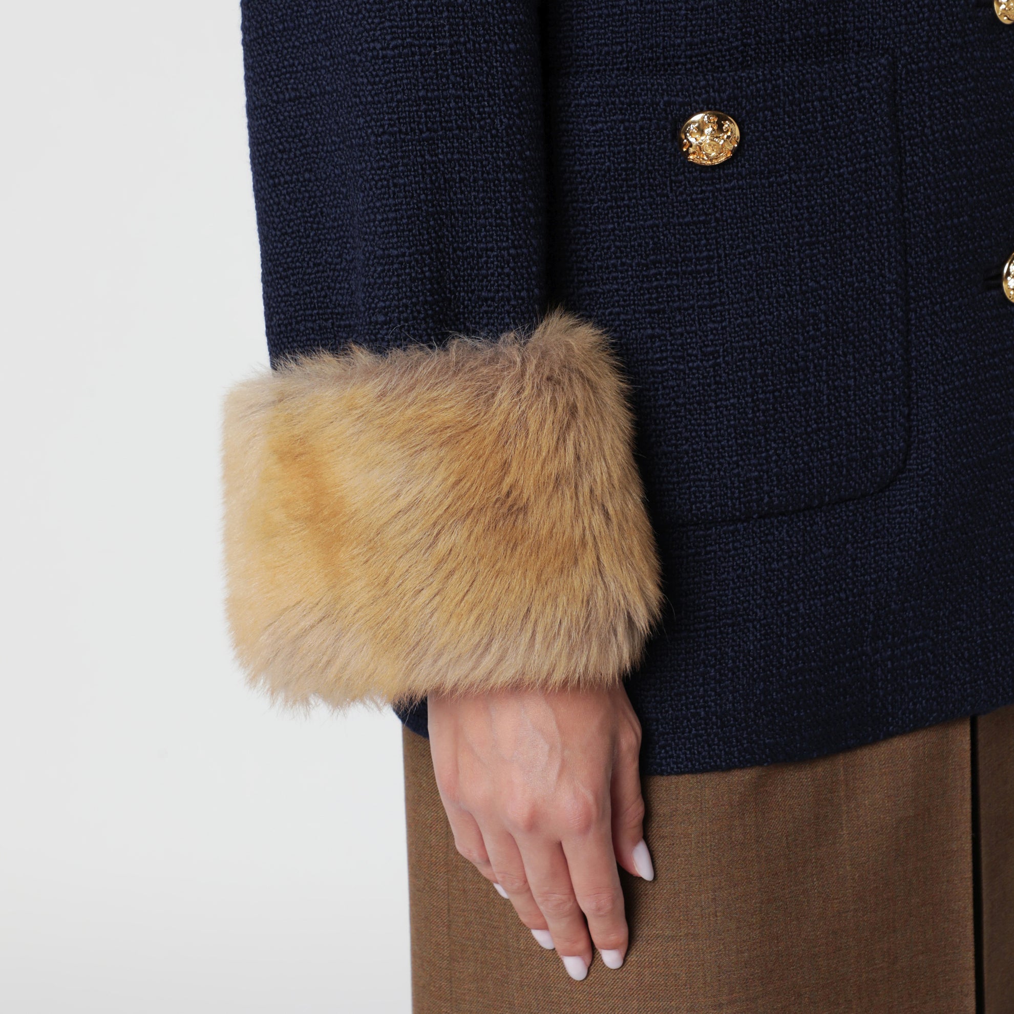 Navy peacoat in wool tweed