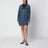 Medium blue denim dress with polka-dot scarf
