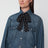 Medium blue denim dress with polka-dot scarf