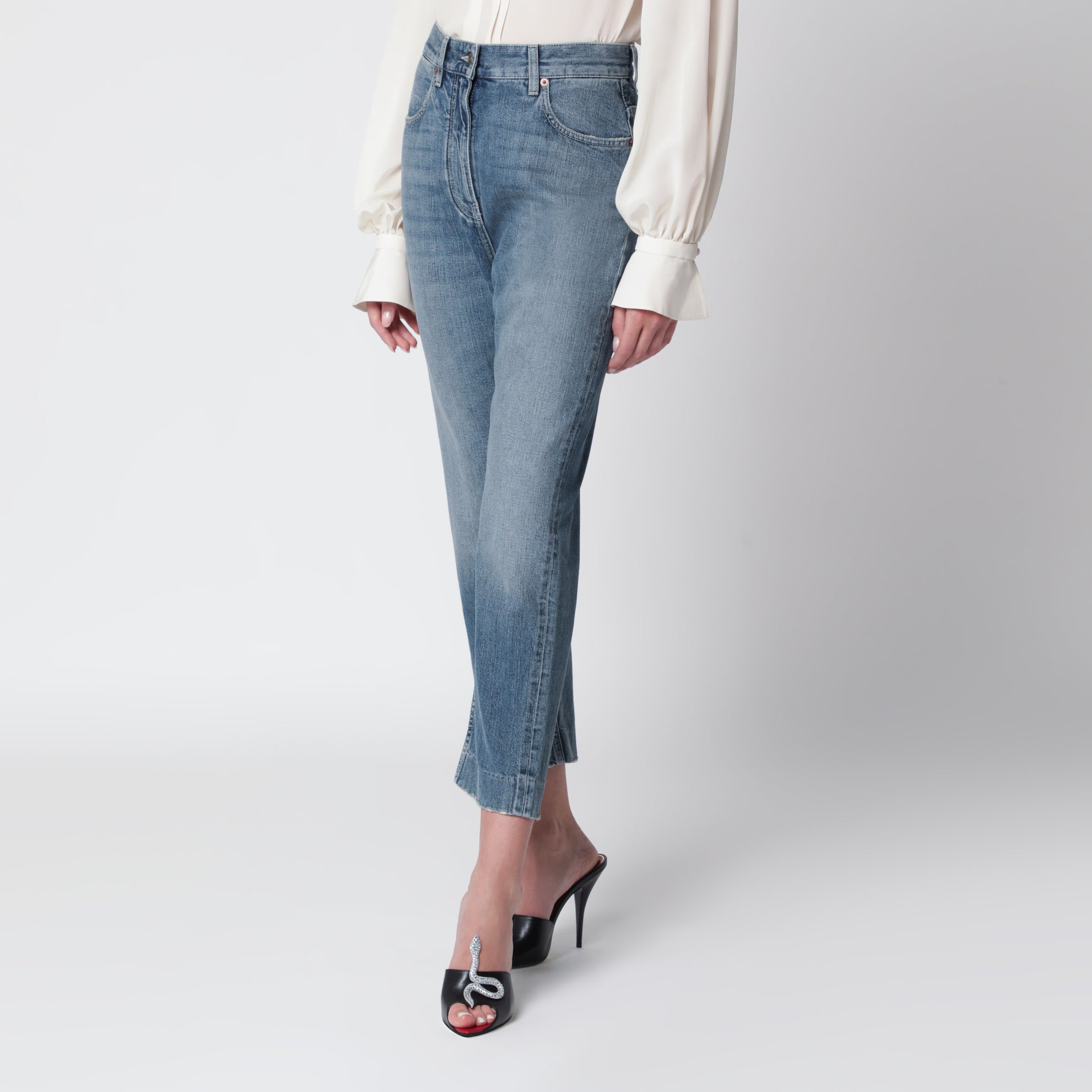 Jeans blu medio con VPatch sul retro