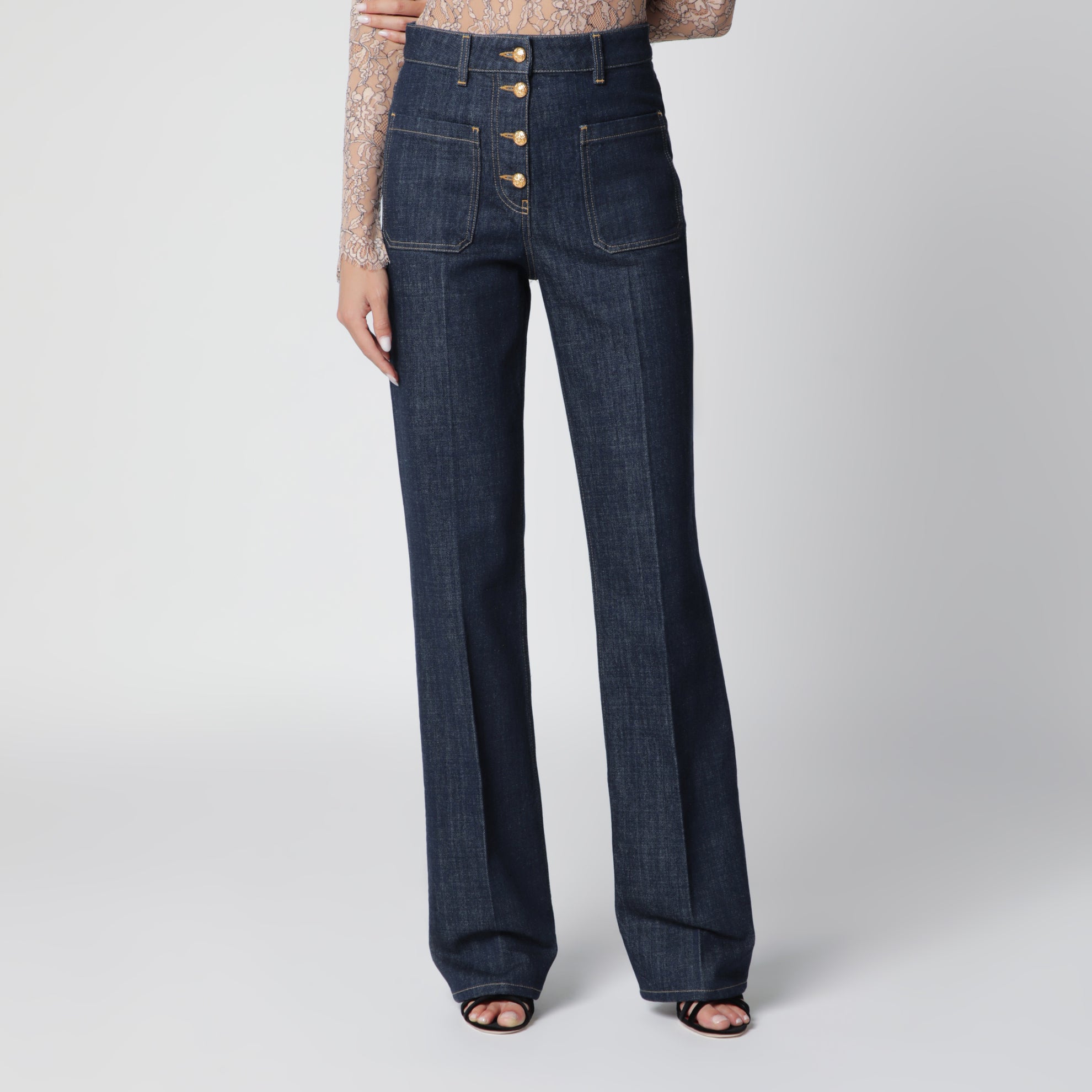 Pantaloni in denim blu medio