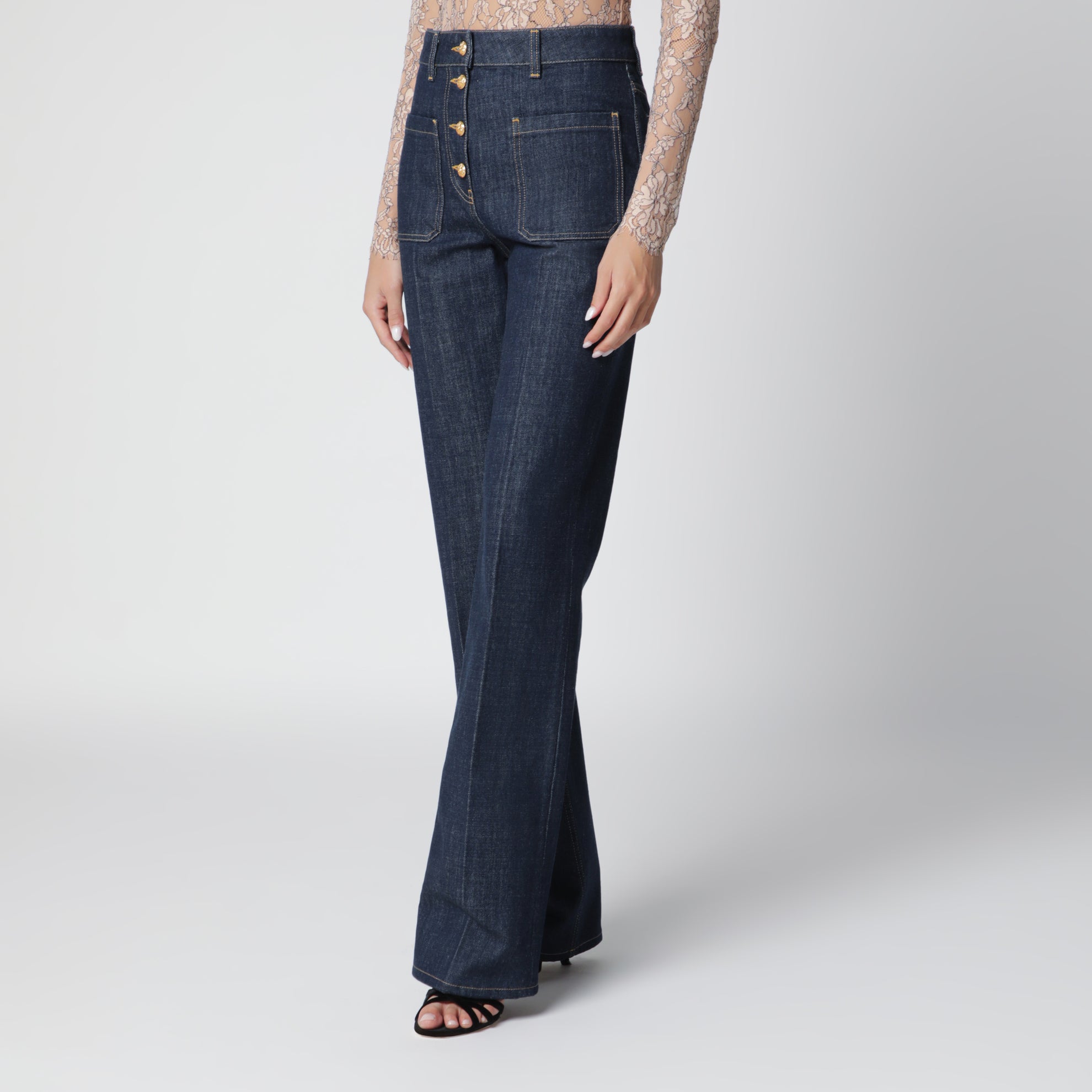 Pantaloni in denim blu medio