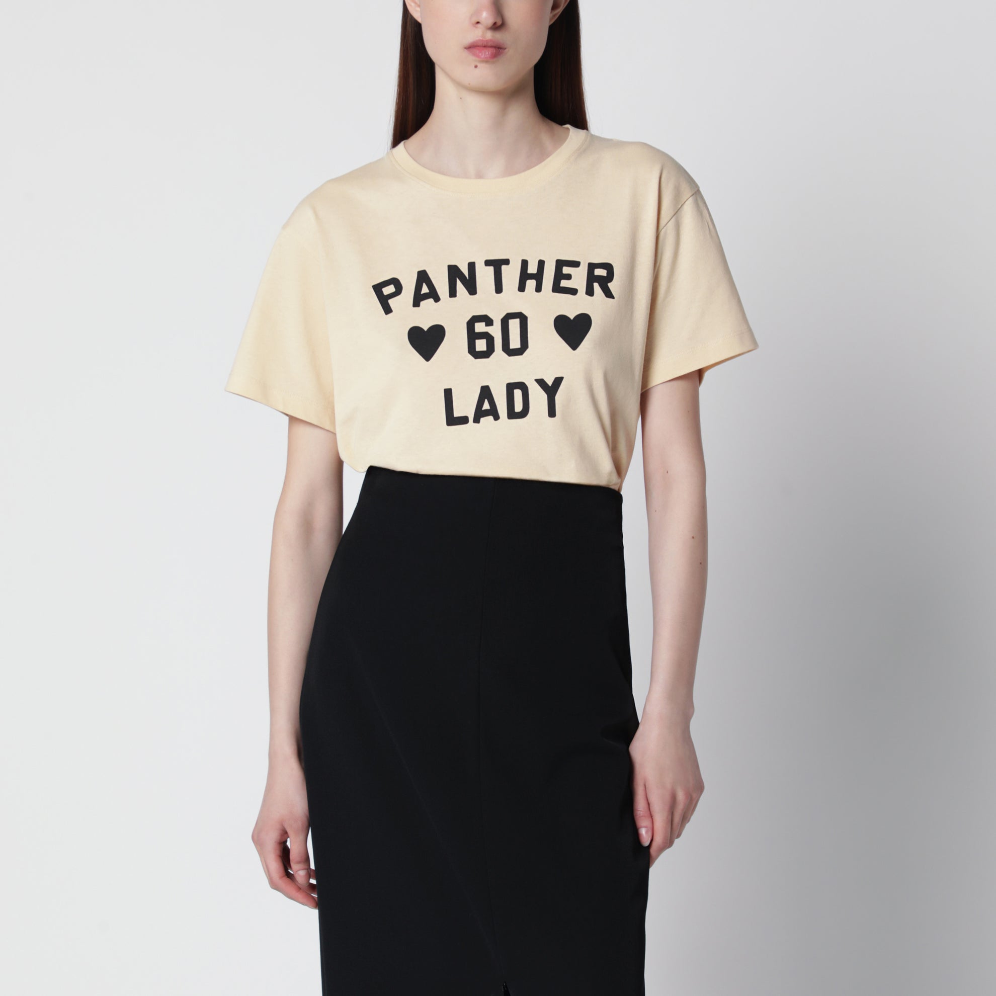 Panther Lady cotton jersey T-shirt in birch/black
