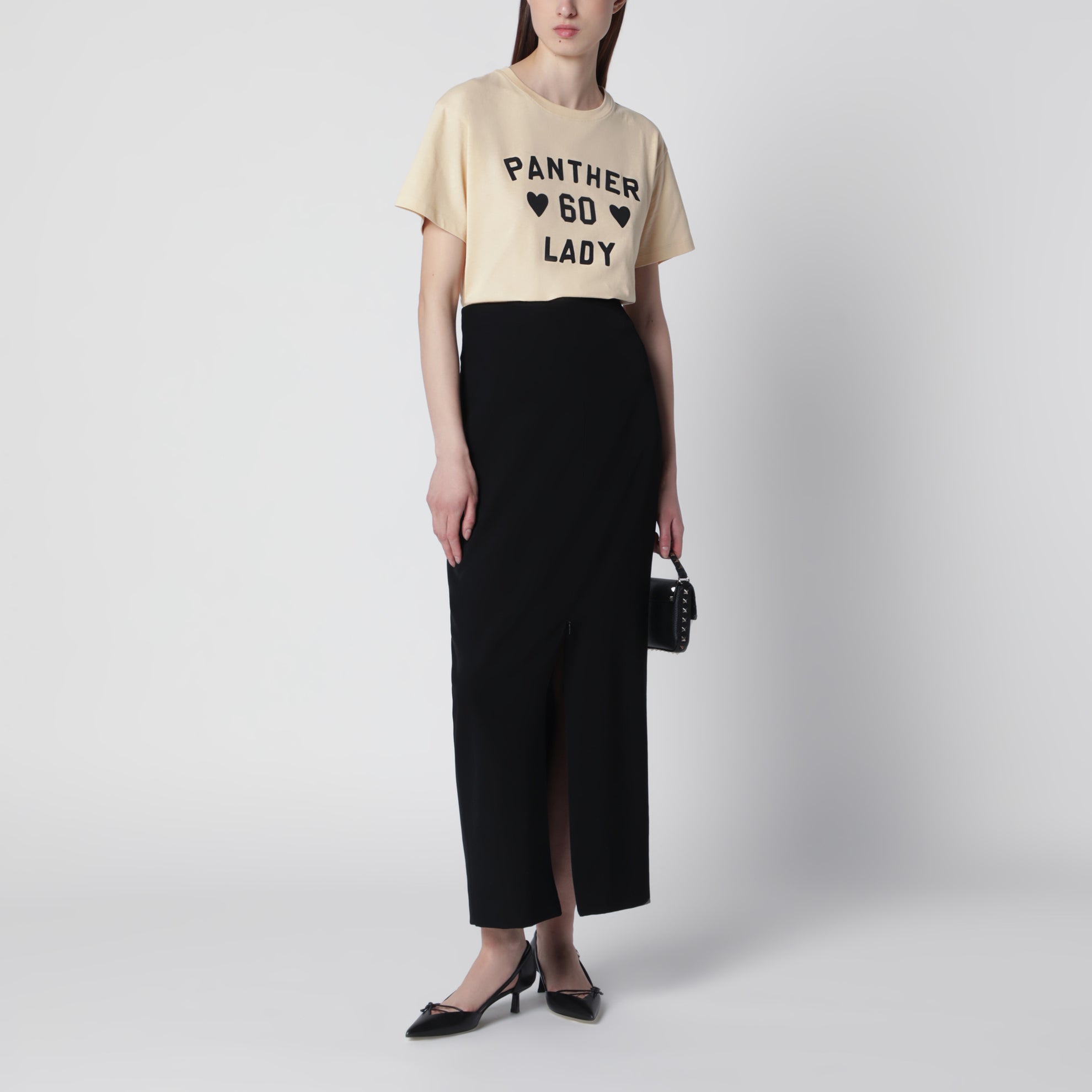Panther Lady cotton jersey T-shirt in birch/black