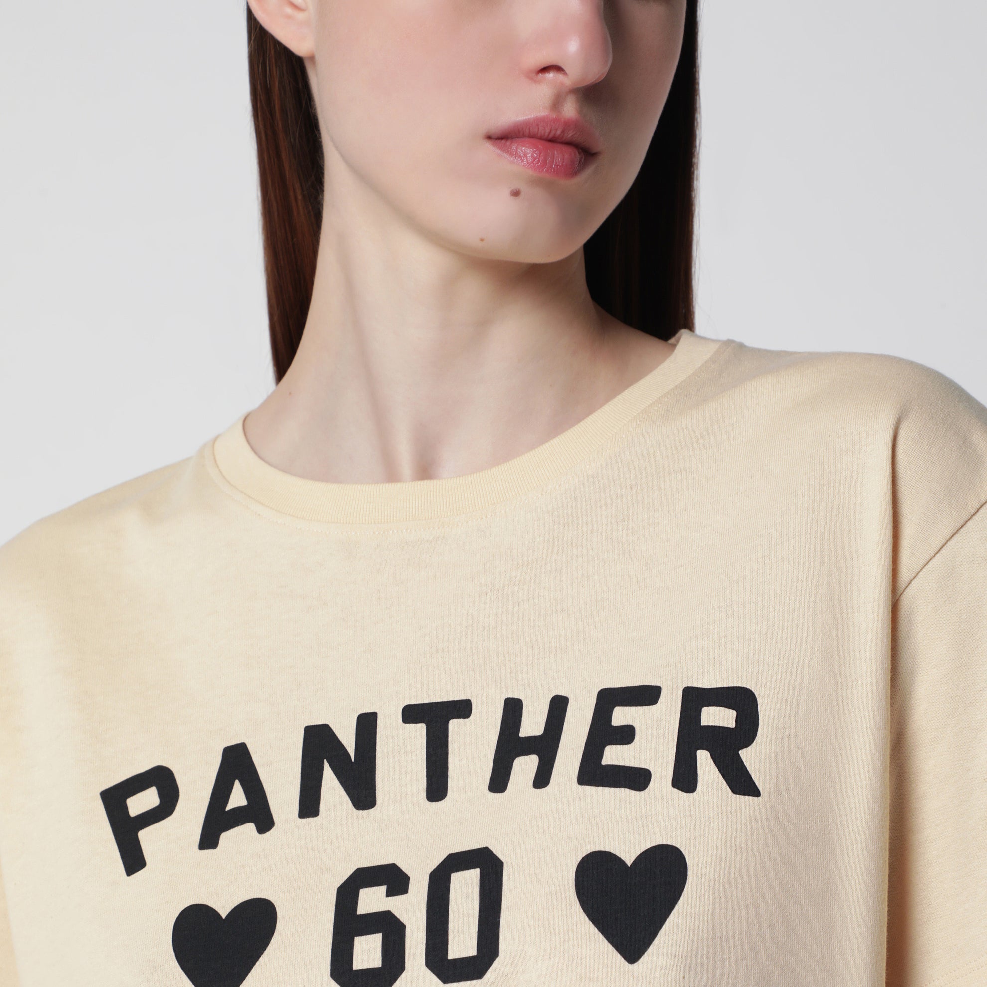 Panther Lady cotton jersey T-shirt in birch/black