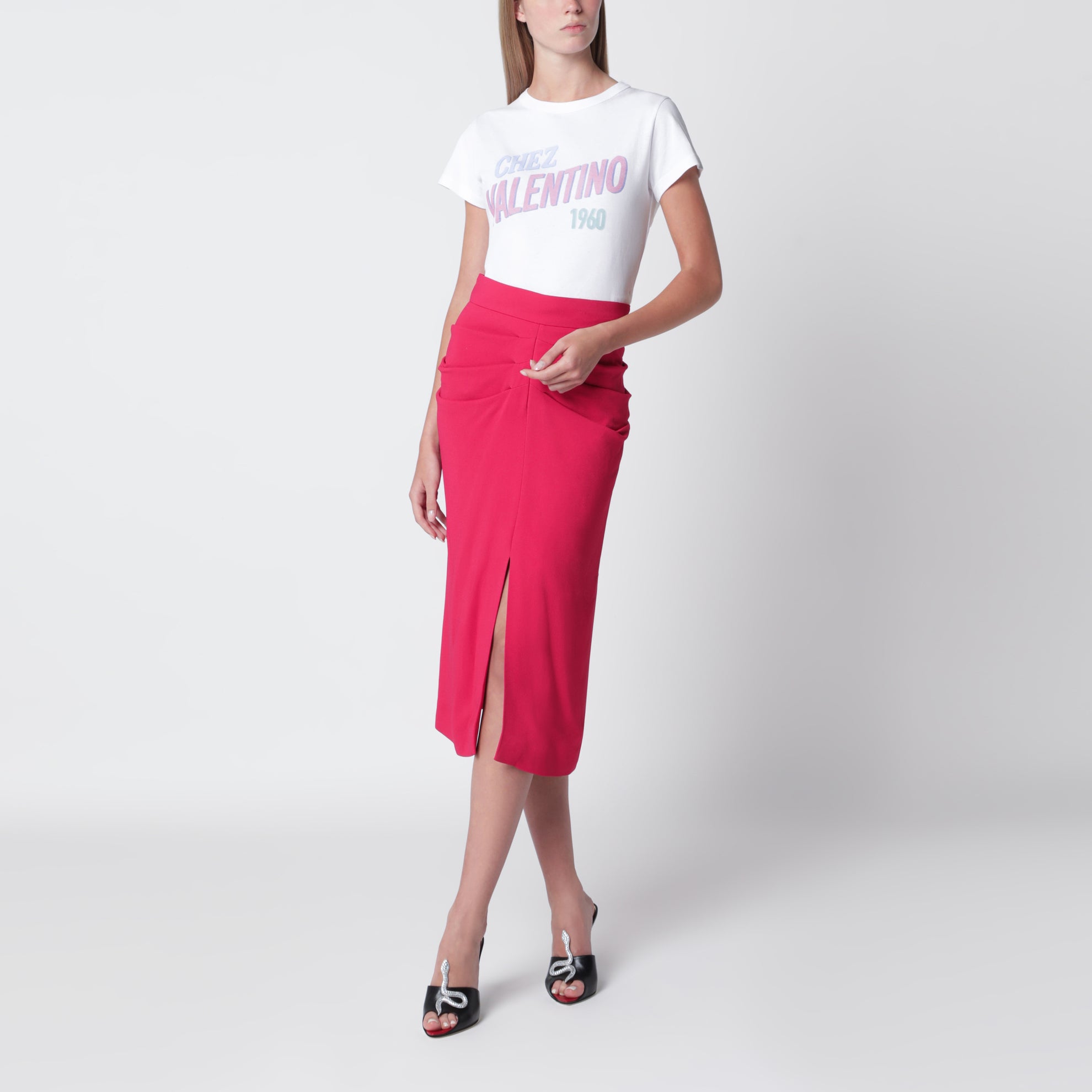 T-shirt blanc en coton avec imprimé logo