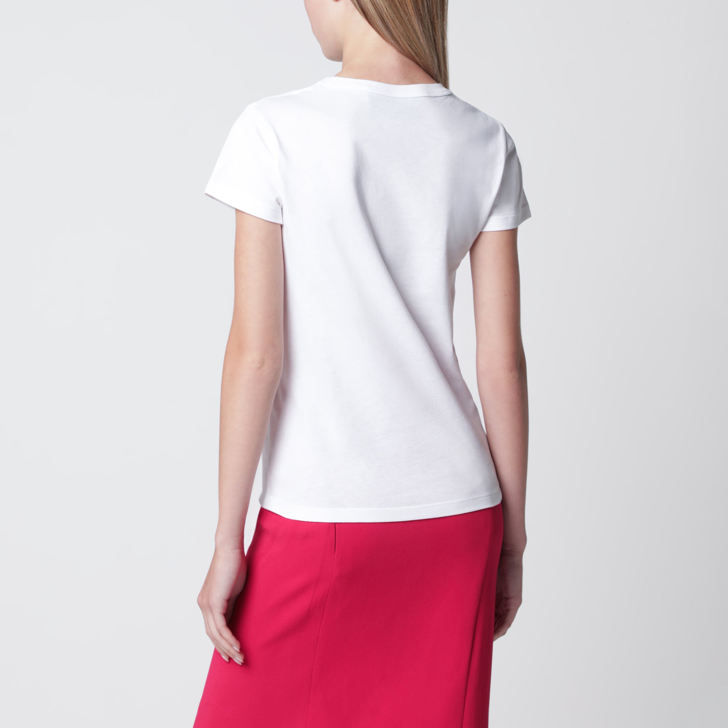 Valentino White cotton T-shirt with logo print | TheDoubleF