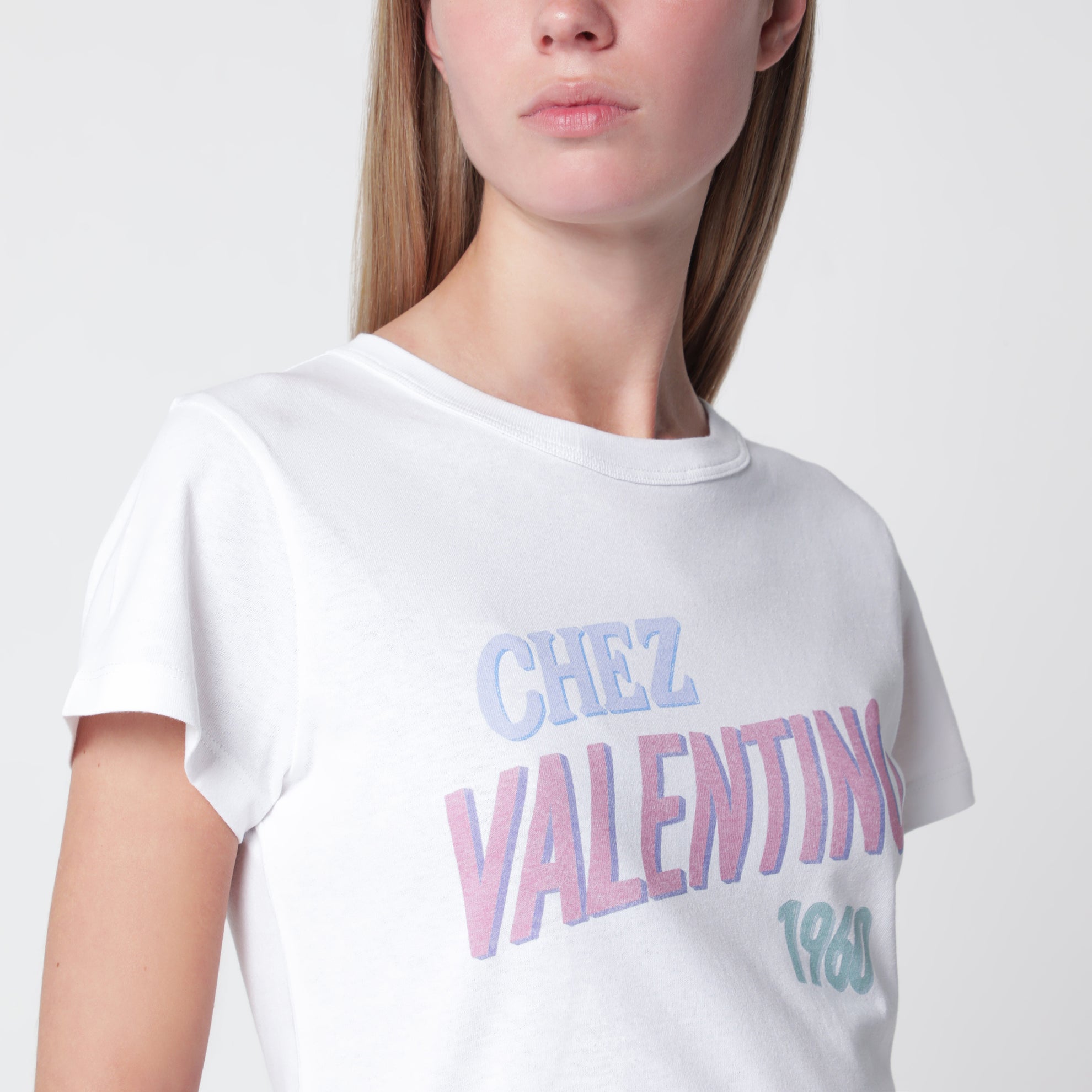 T-shirt blanc en coton avec imprimé logo
