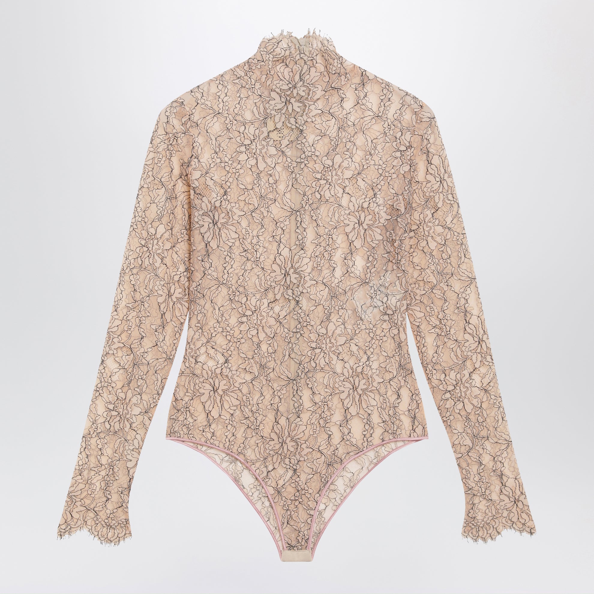 Nude rebrodé lace bodysuit
