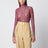 Body in pizzo bordeaux con polsi a contrasto