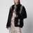 Giacca in shearling e pelle nera/grigia