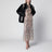 Giacca in shearling e pelle nera/grigia
