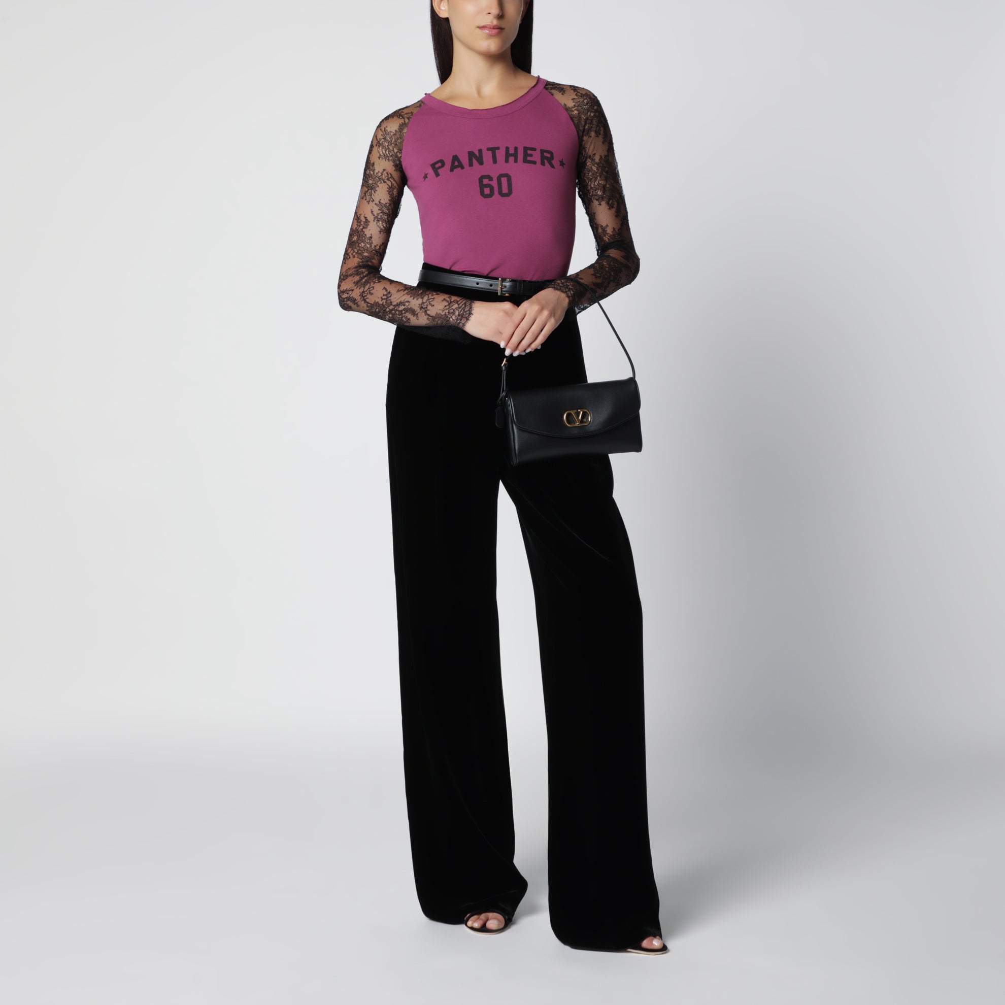 Black viscose-blend trousers