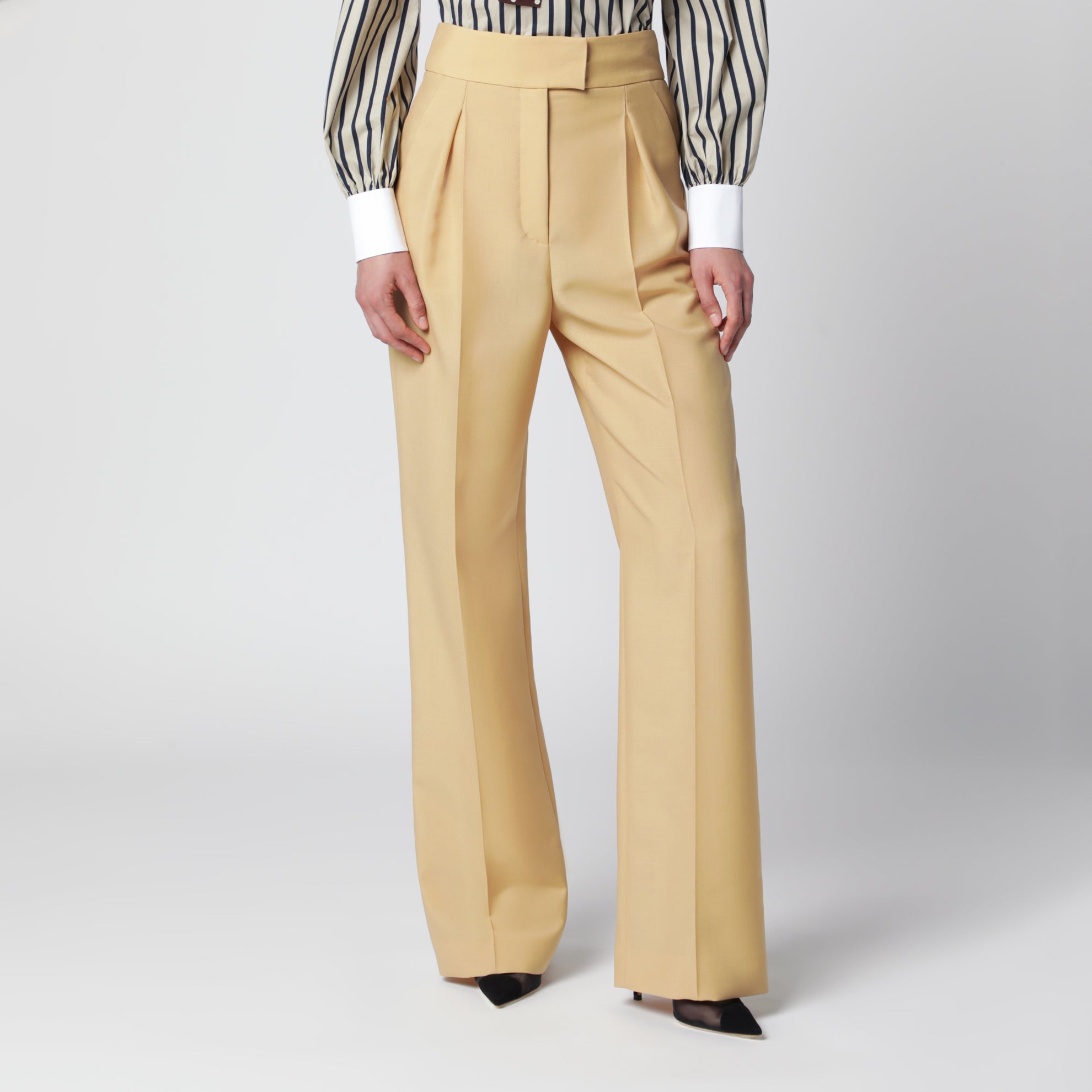 Pantaloni in British Mohair color ocra