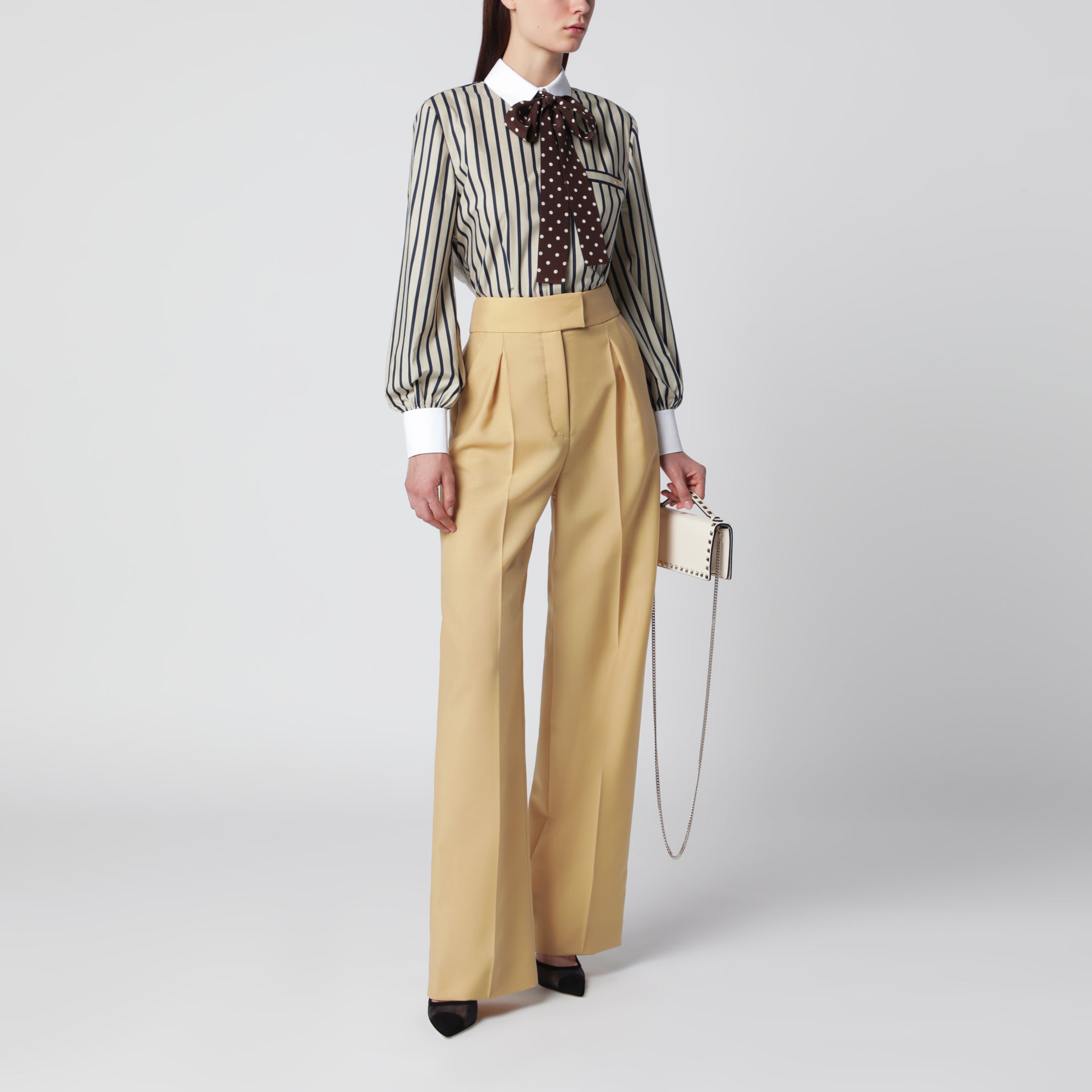 Pantaloni in British Mohair color ocra