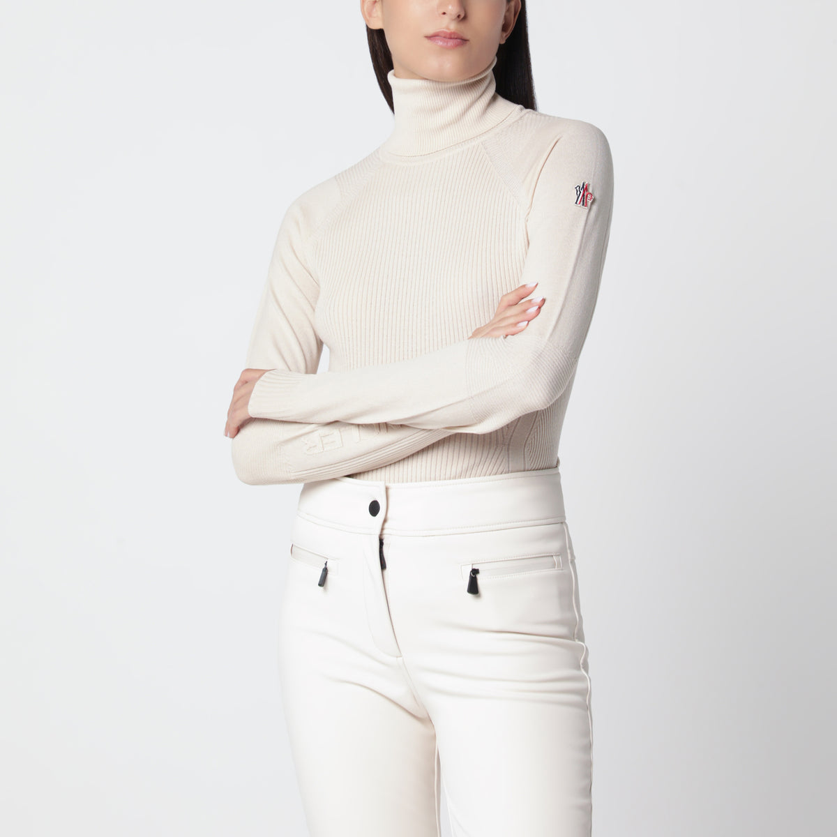 Maglia dolcevita beige chiara in lana