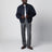 Shiny navy blue zip-up bomber jacket with Vlogo