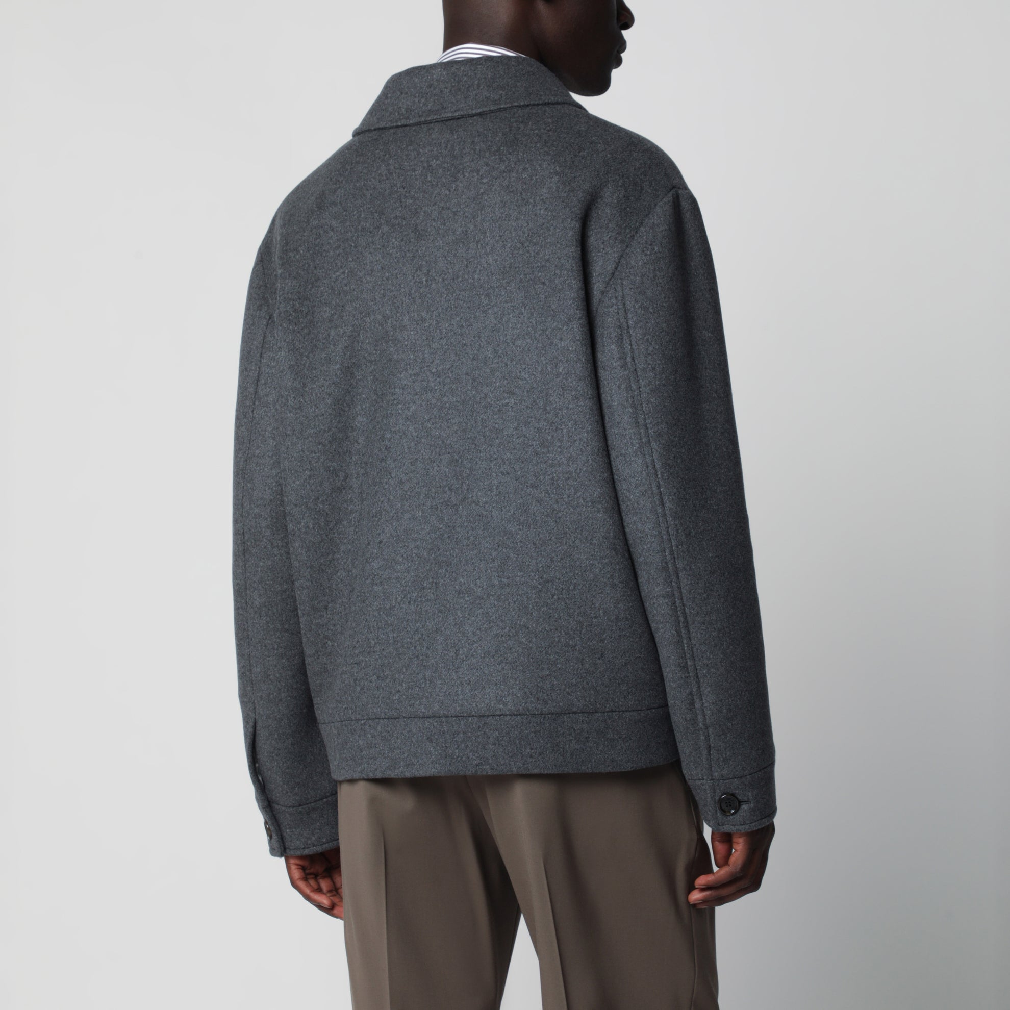 Giacca overshirt grigia in misto lana e cashmere