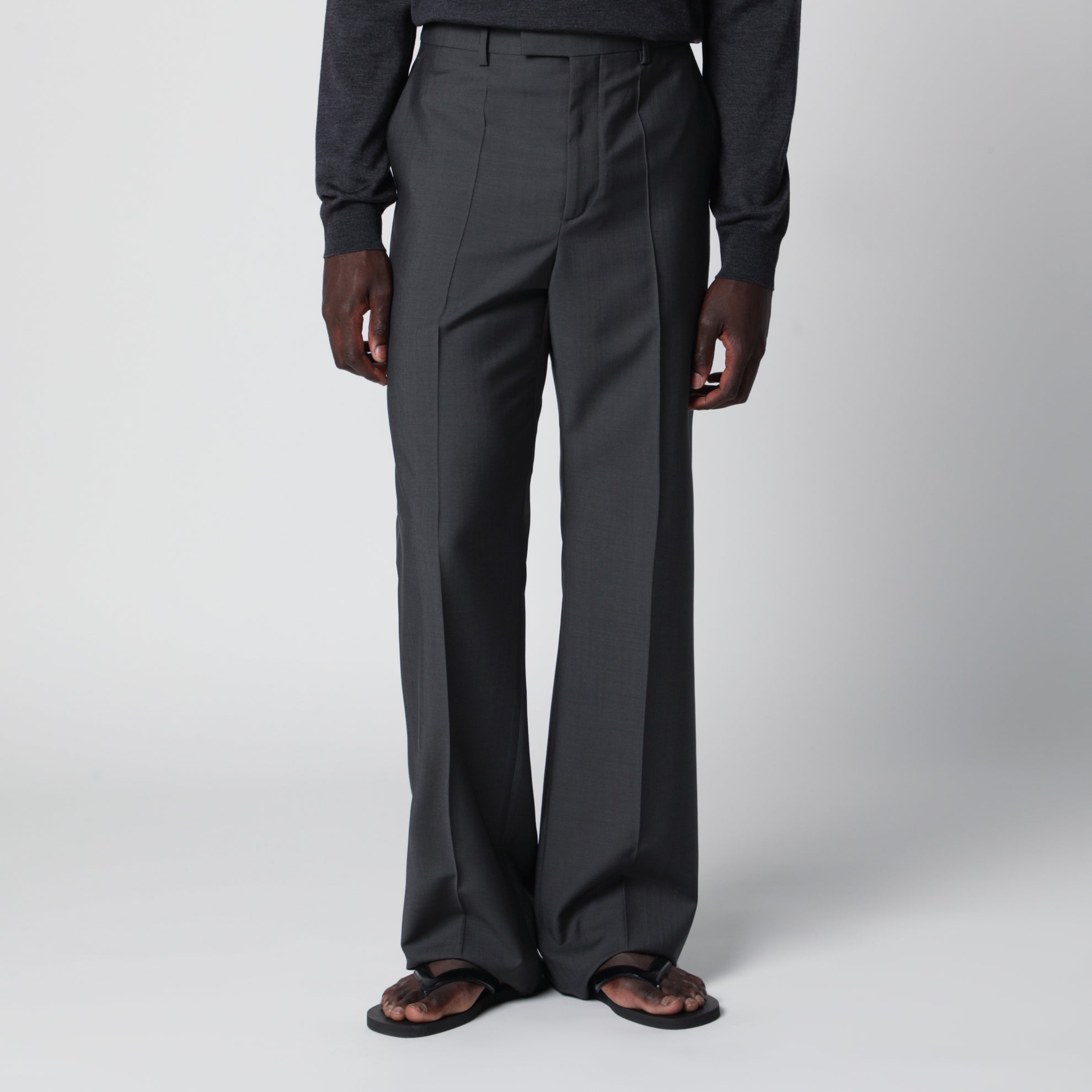 Gray wool-blend pants