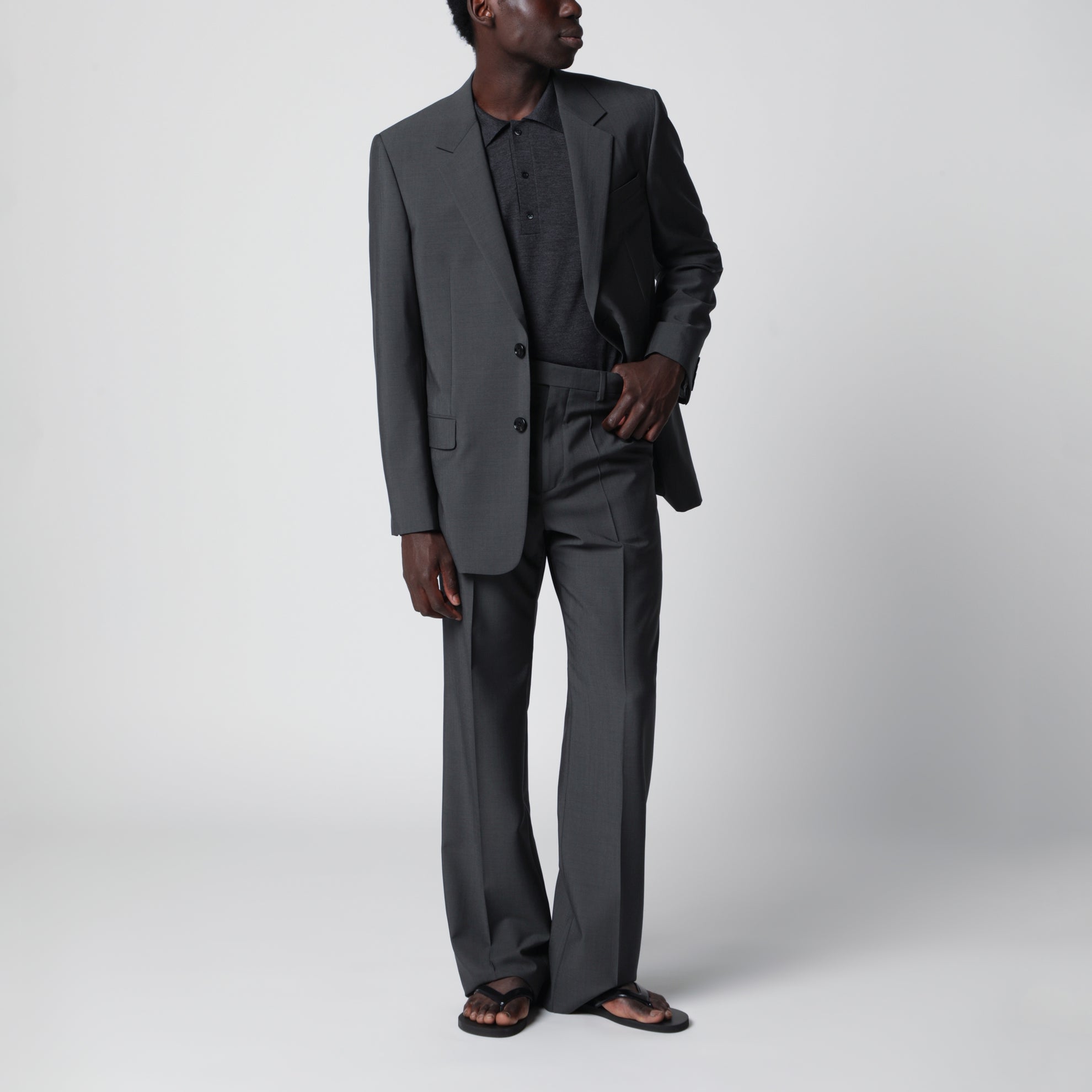 Gray wool-blend pants