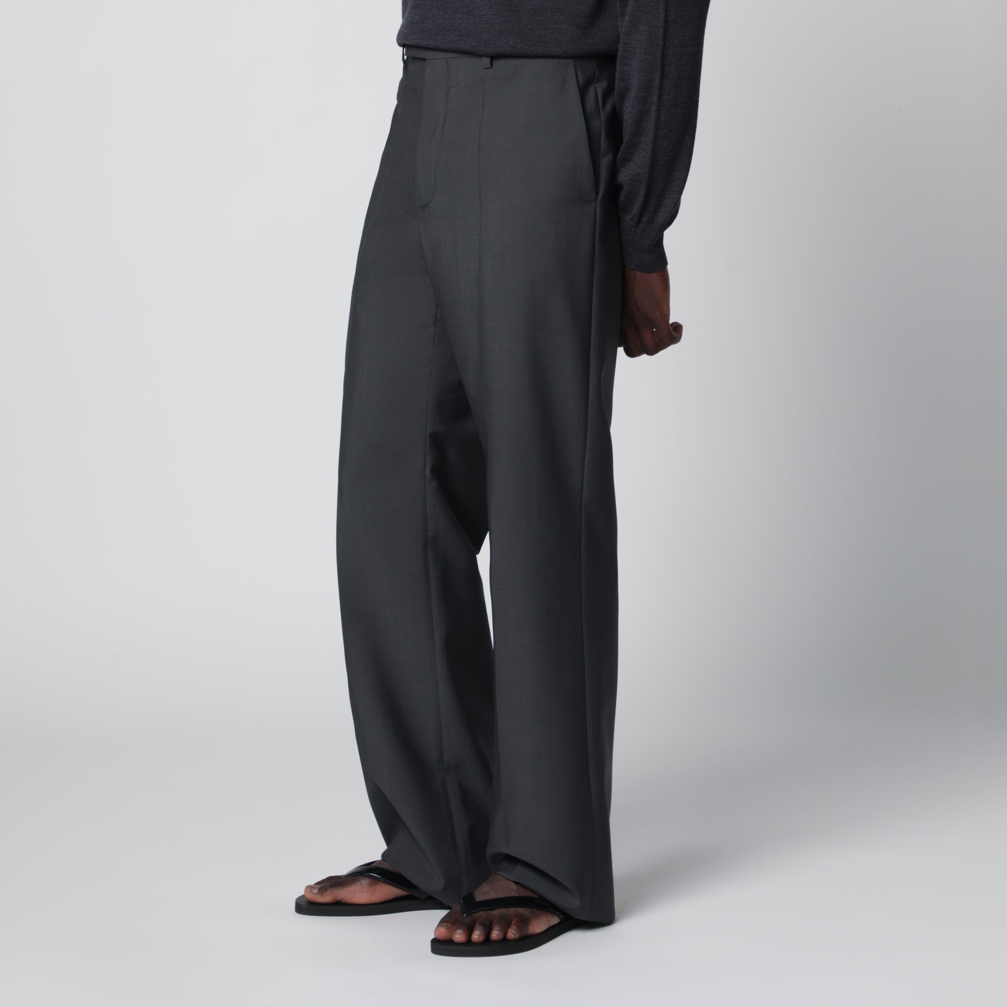 Gray wool-blend pants