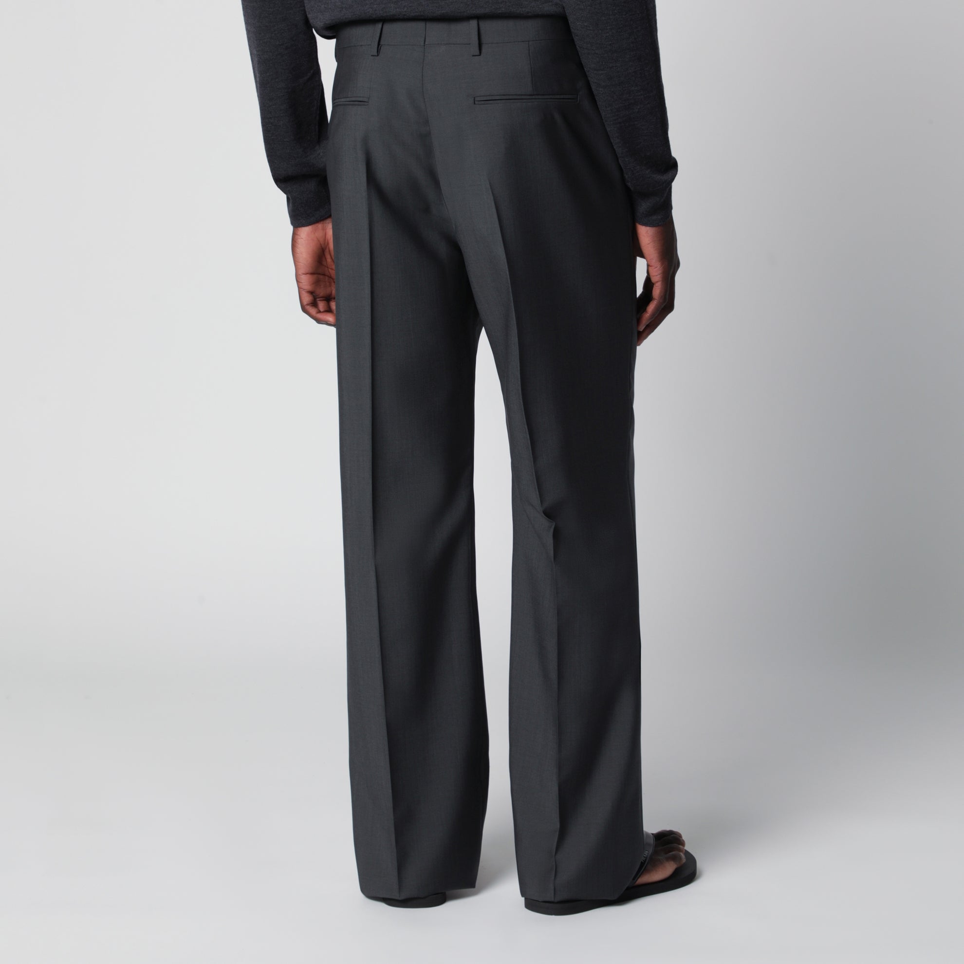Gray wool-blend pants