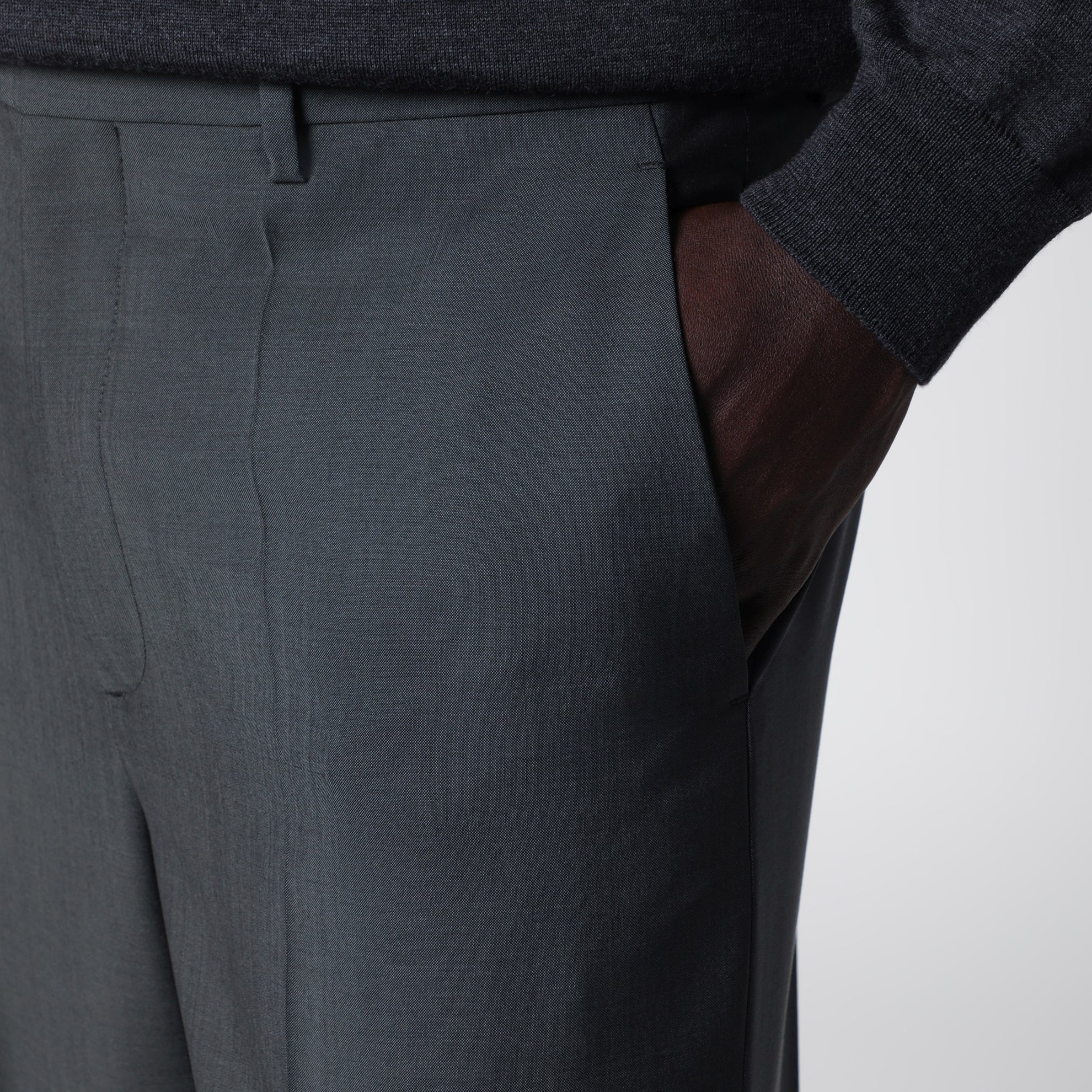 Gray wool-blend pants