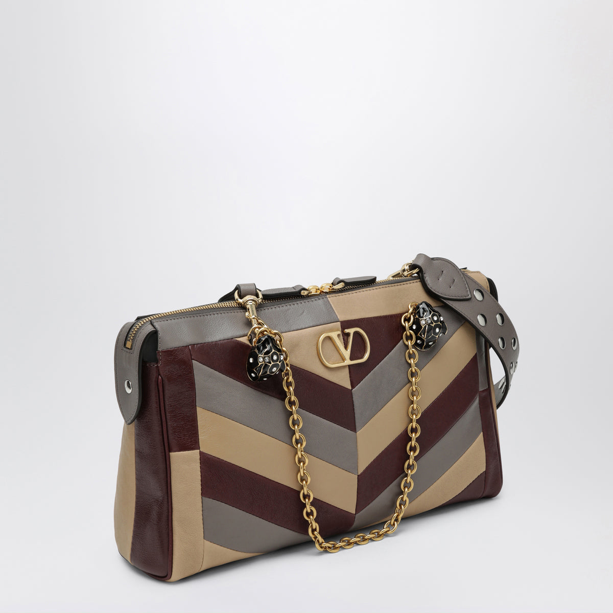 Mittelgroße Schultertasche Panthea in Mehrfarbig aus Nappaleder