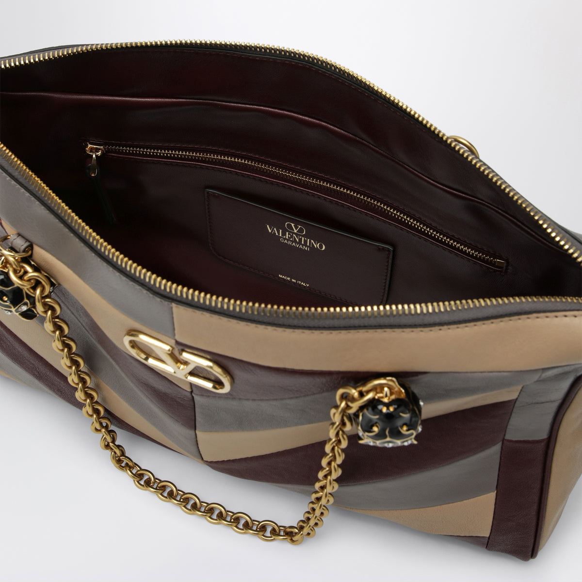 Mittelgroße Schultertasche Panthea in Mehrfarbig aus Nappaleder