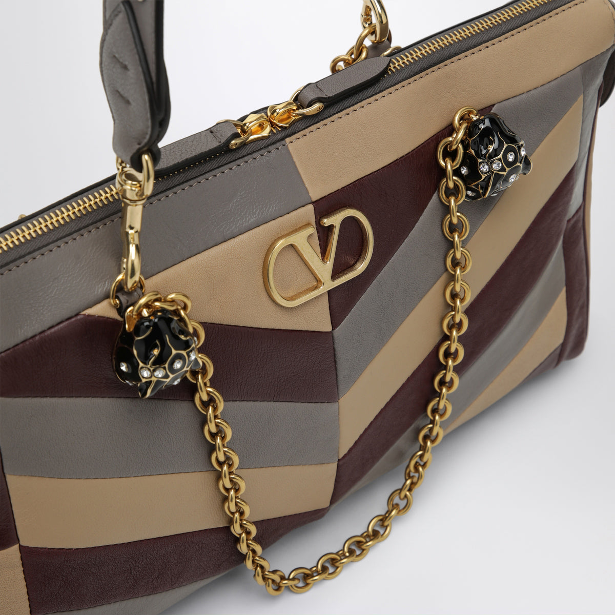 Mittelgroße Schultertasche Panthea in Mehrfarbig aus Nappaleder