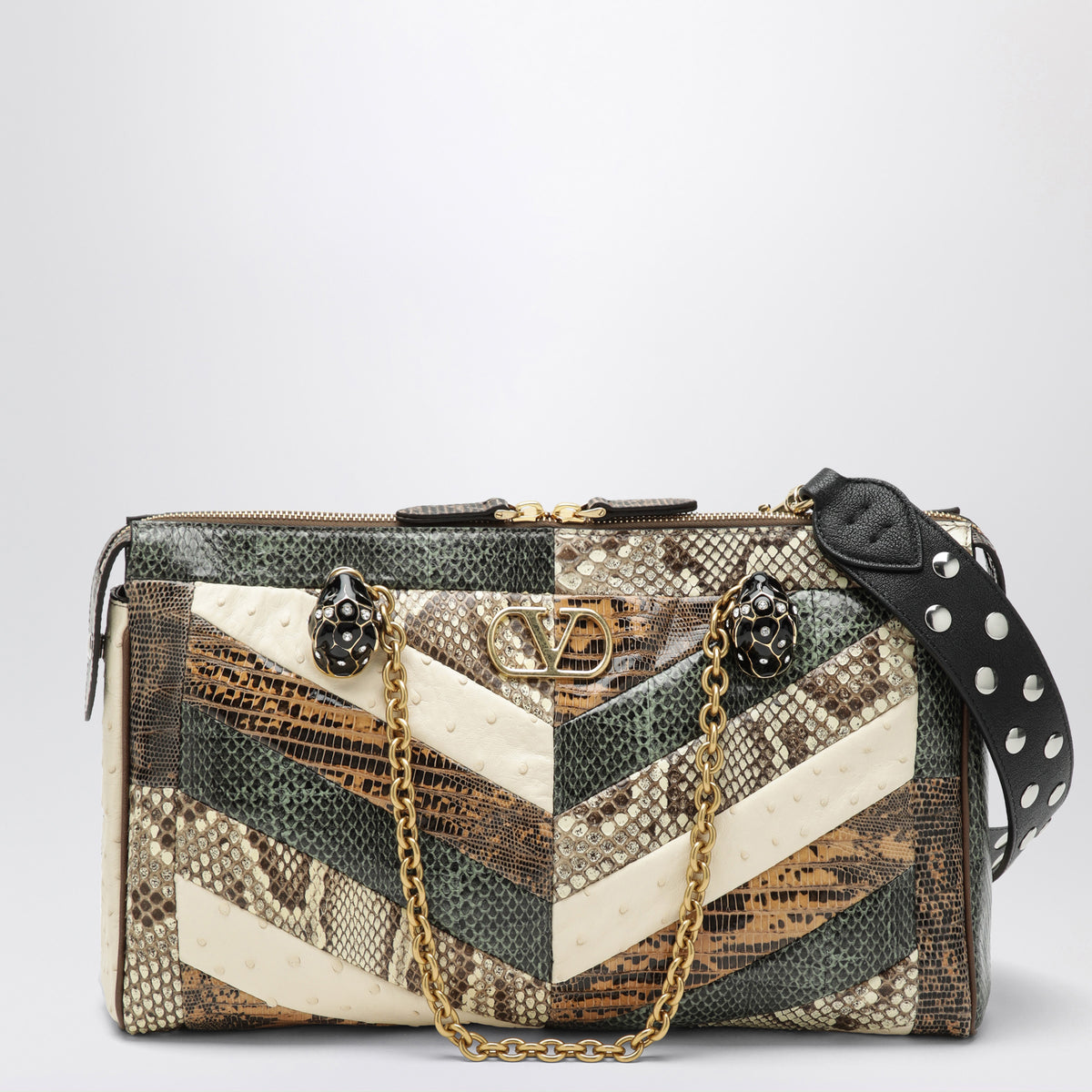 Medium Panthea shoulder bag in exotic leather with chevron pattern