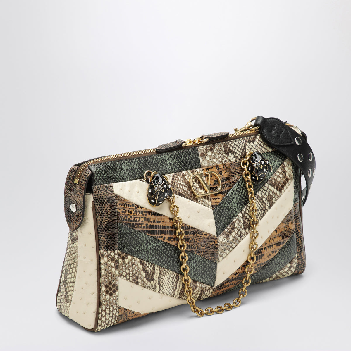 Medium Panthea shoulder bag in exotic leather with chevron pattern