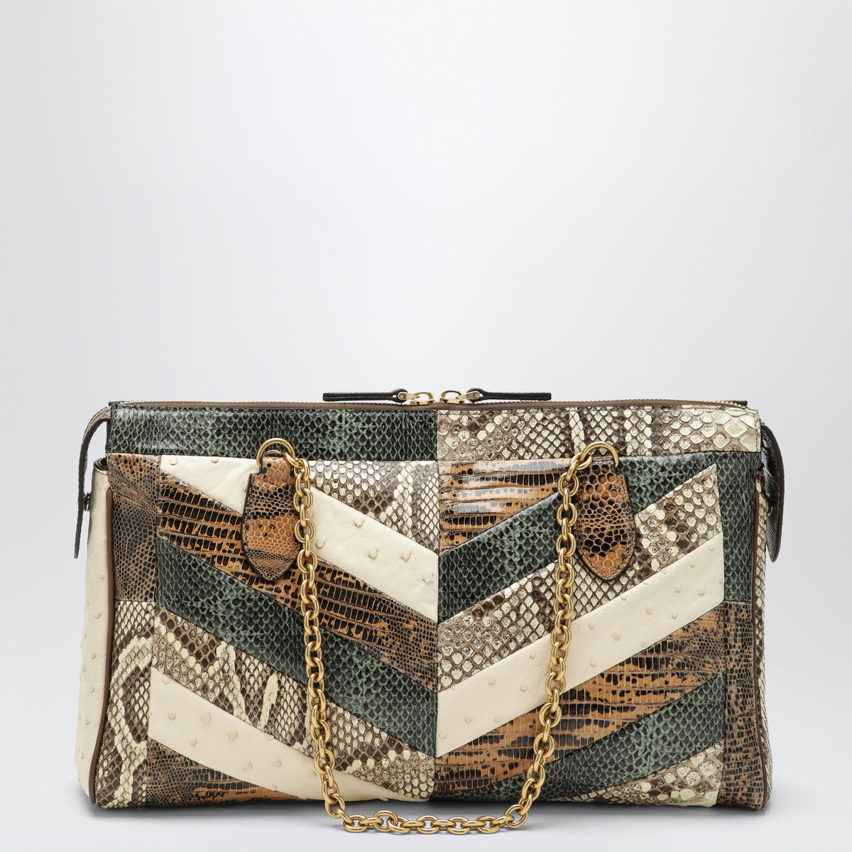 Medium Panthea shoulder bag in exotic leather with chevron pattern