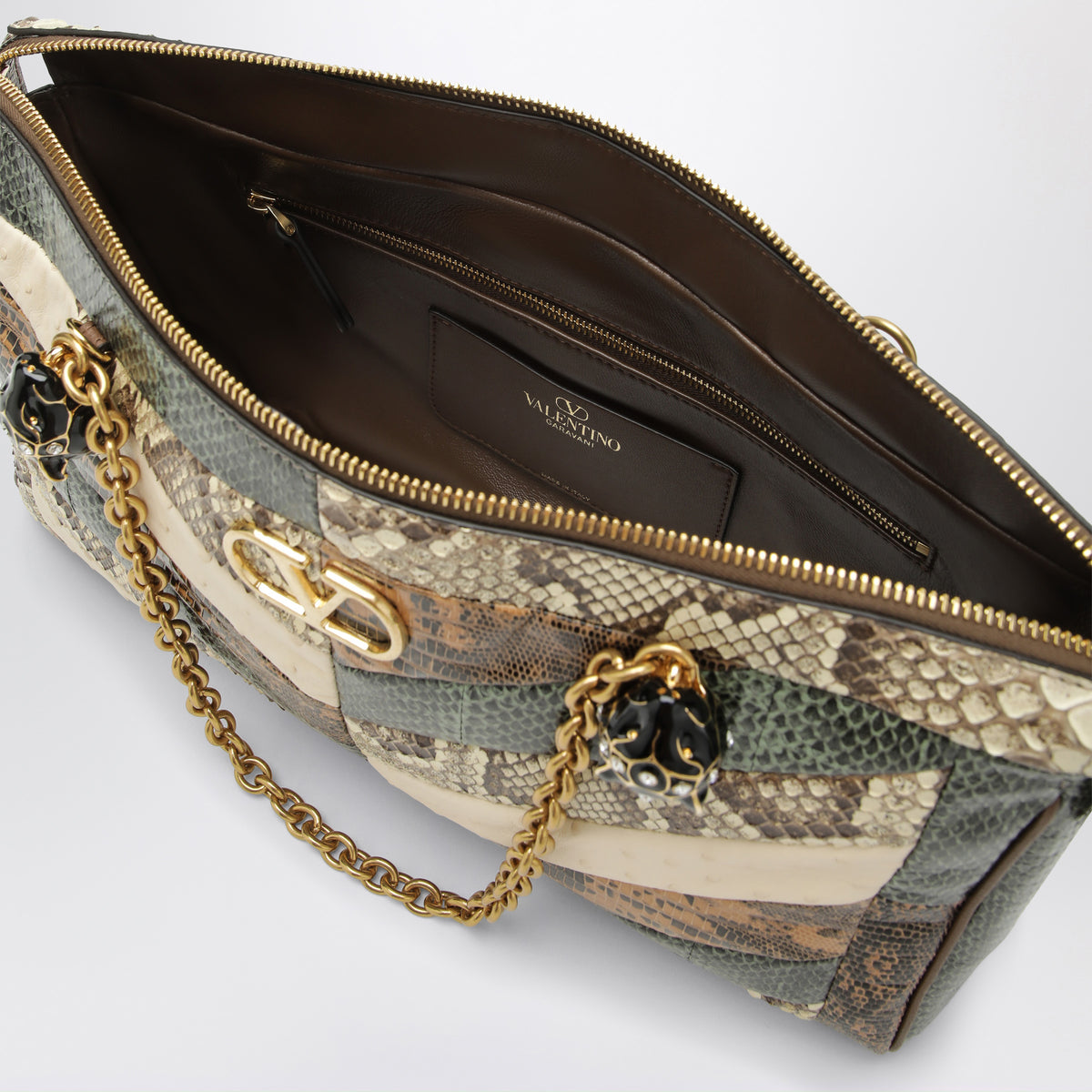 Medium Panthea shoulder bag in exotic leather with chevron pattern
