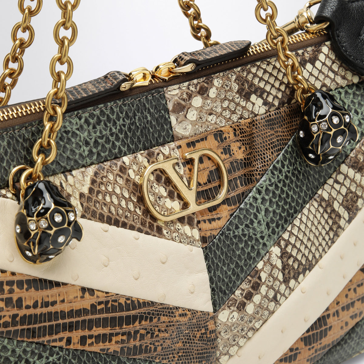 Medium Panthea shoulder bag in exotic leather with chevron pattern