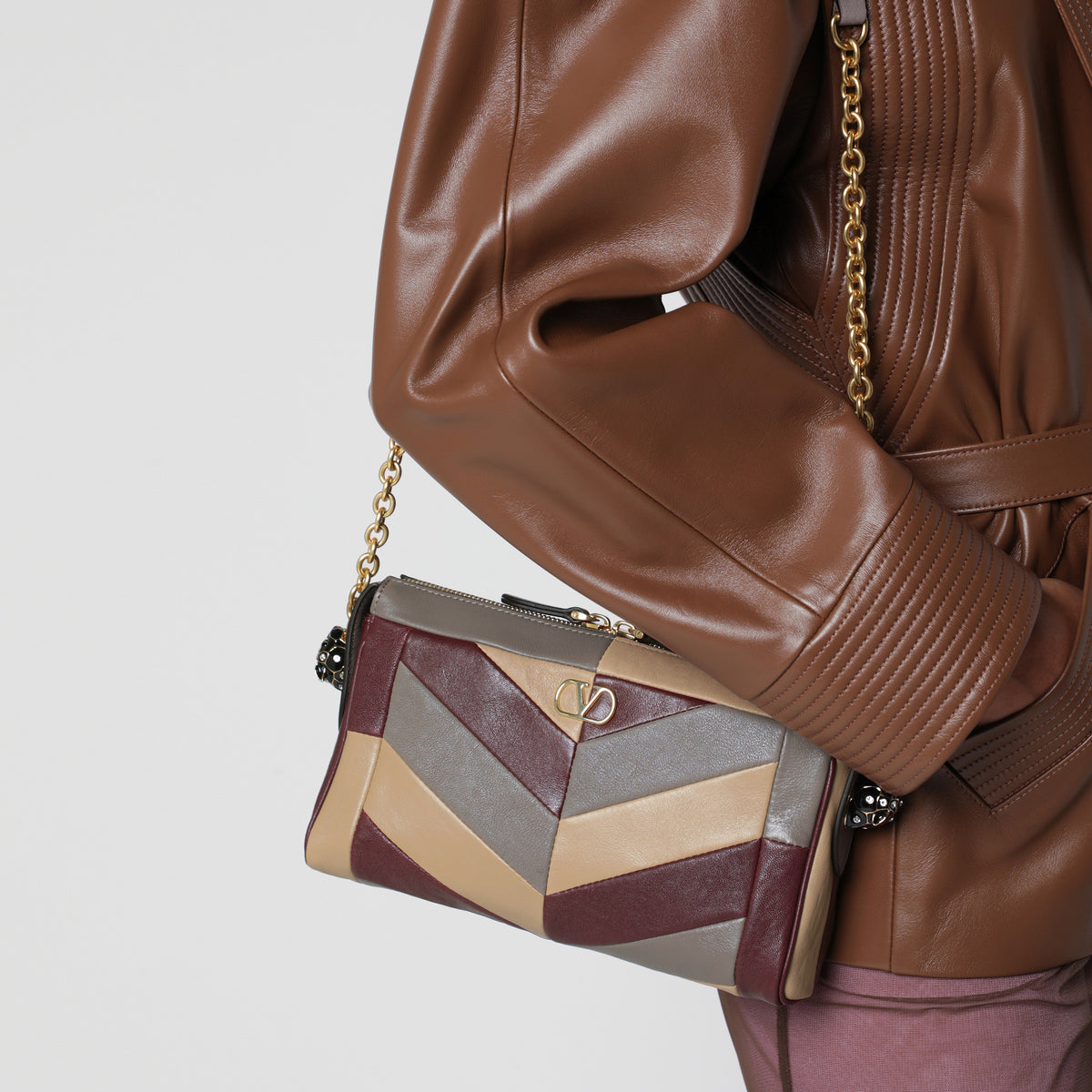 Small Panthea Chevron multicolour nappa shoulder bag