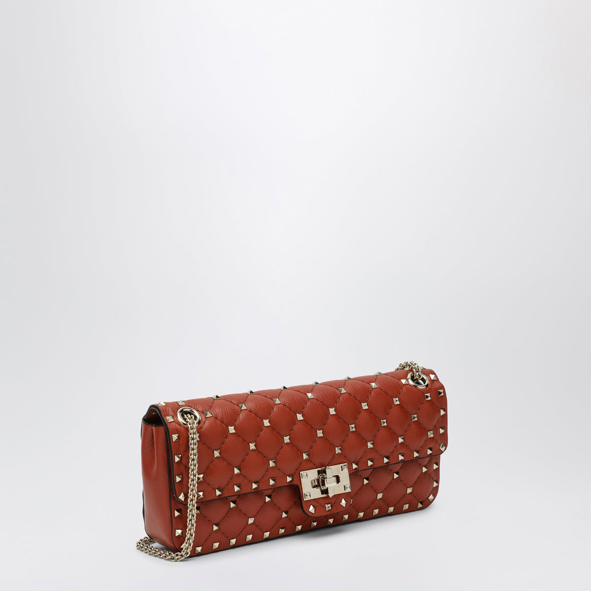 Rockstud Spike Tasche aus Leder in Poppy