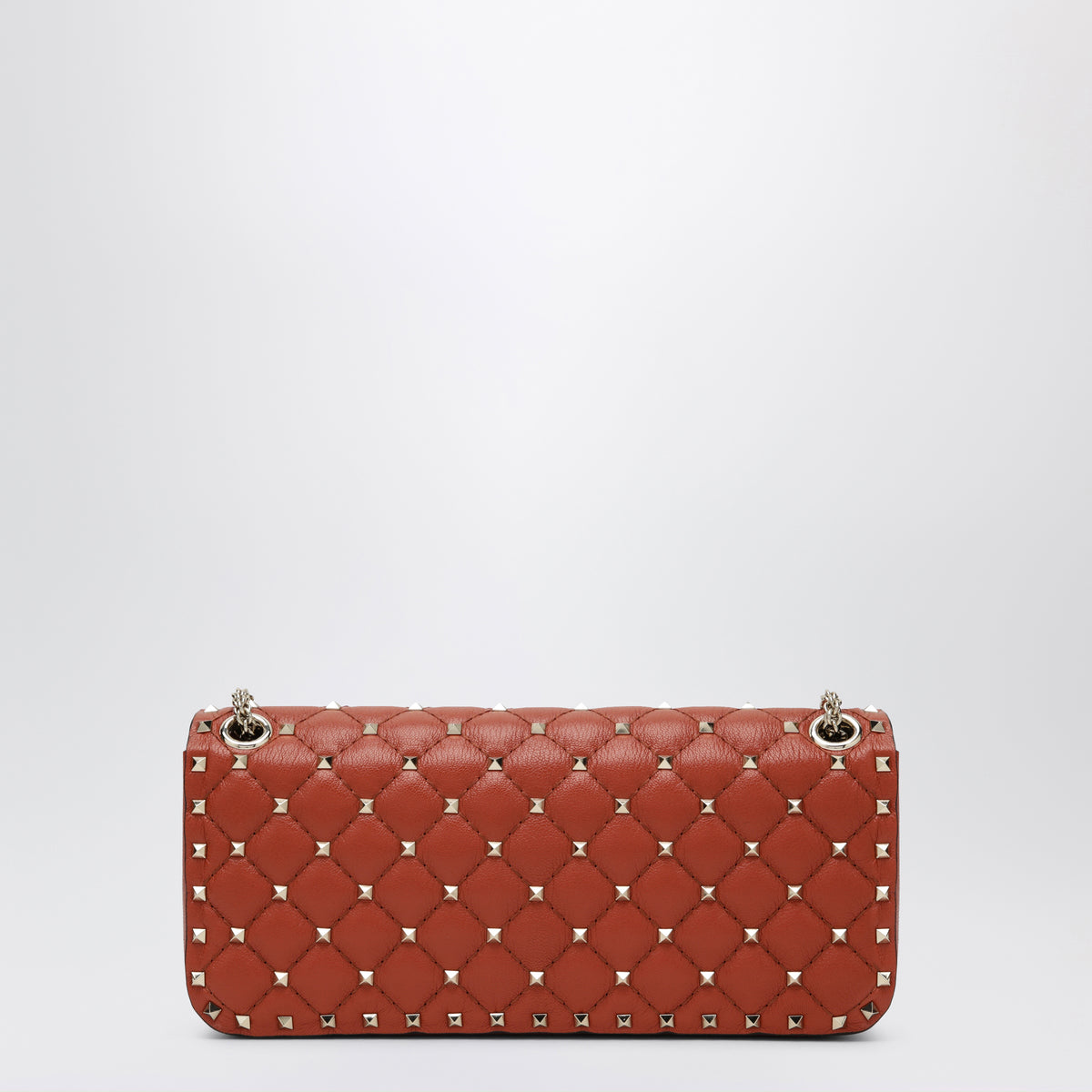 Rockstud Spike Tasche aus Leder in Poppy