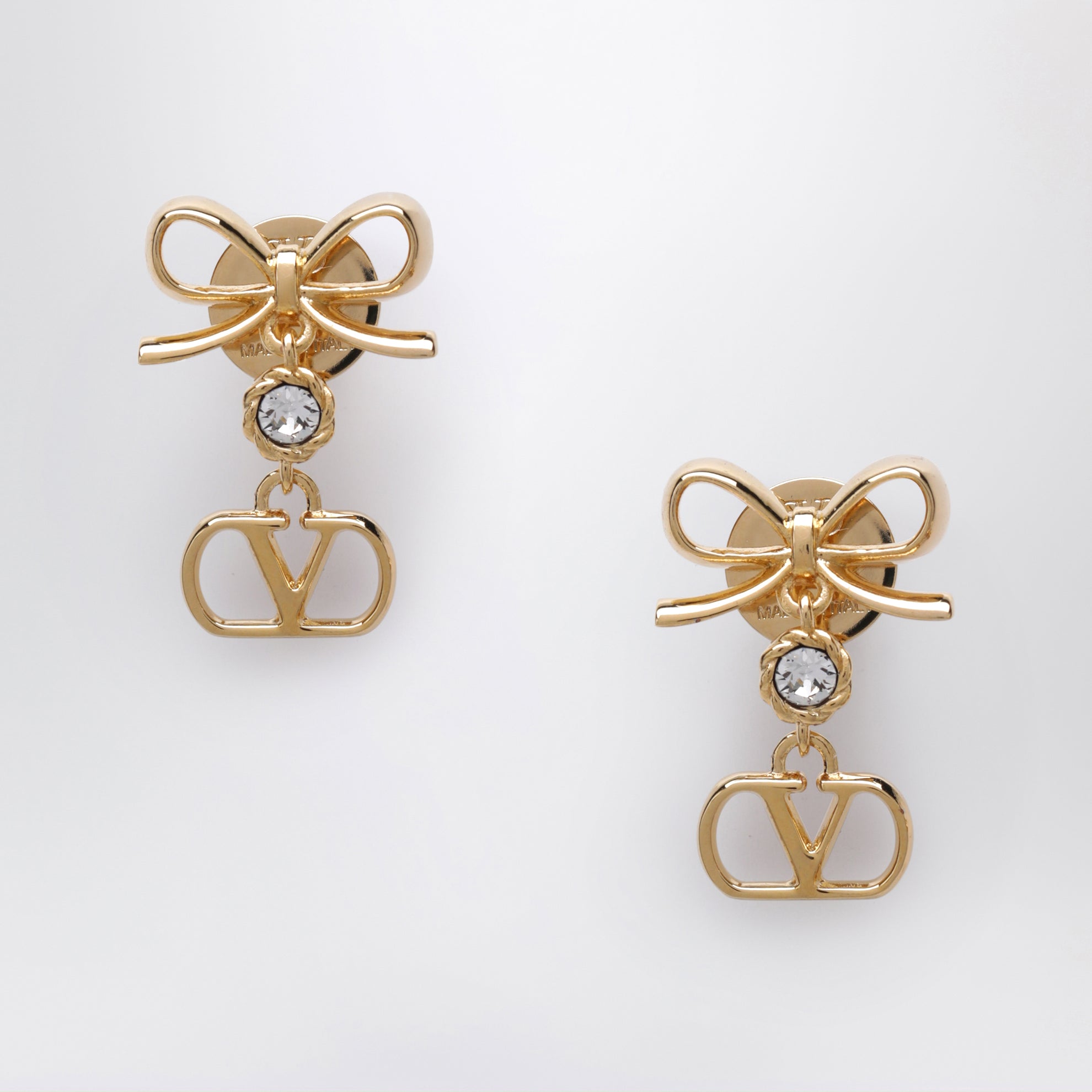 VLogo Signature bow and crystal earrings