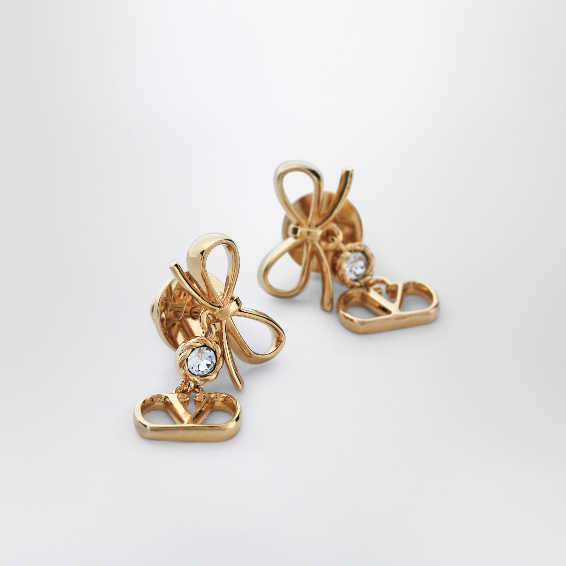 VLogo Signature bow and crystal earrings
