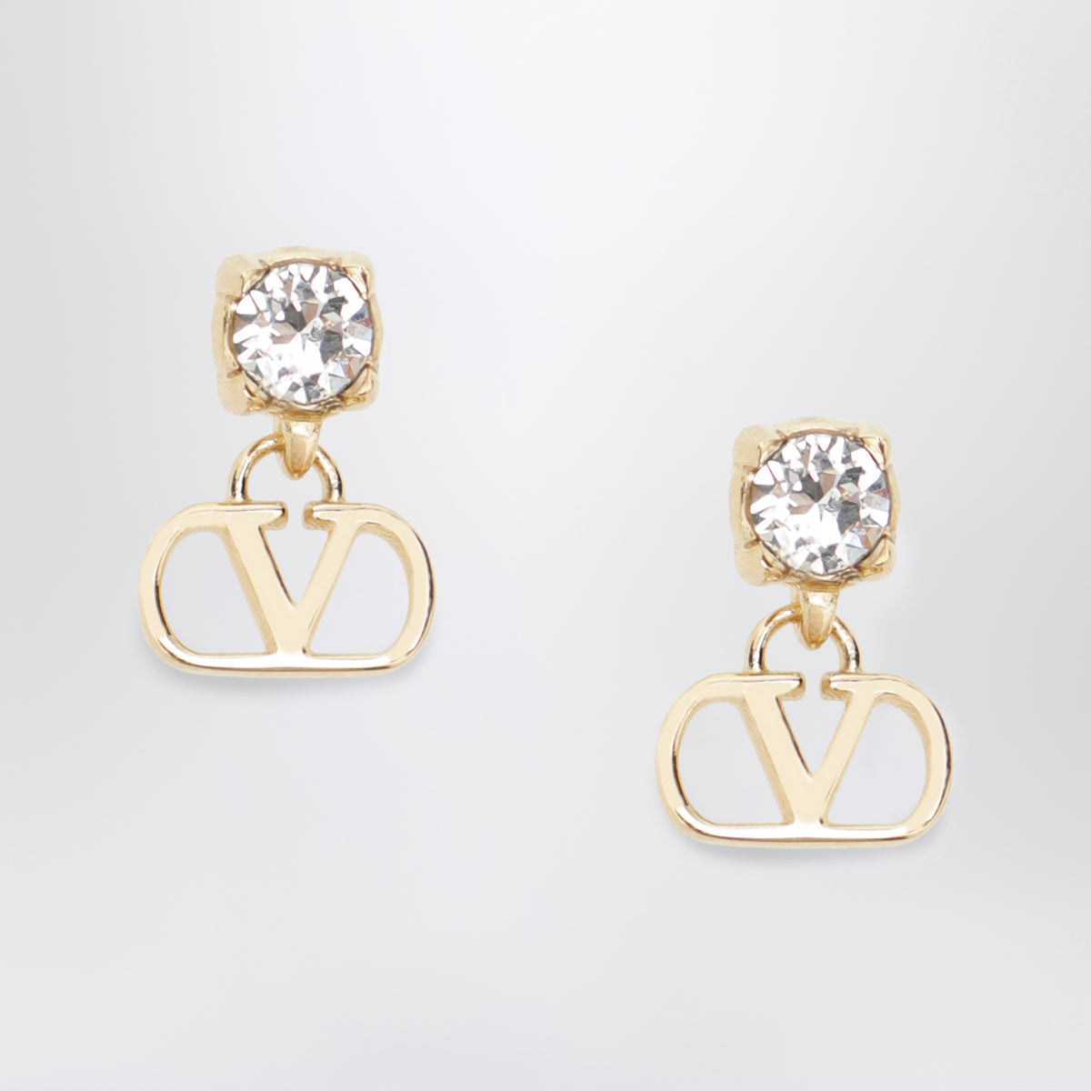 Orecchini VLogo Signature dorati con cristallo