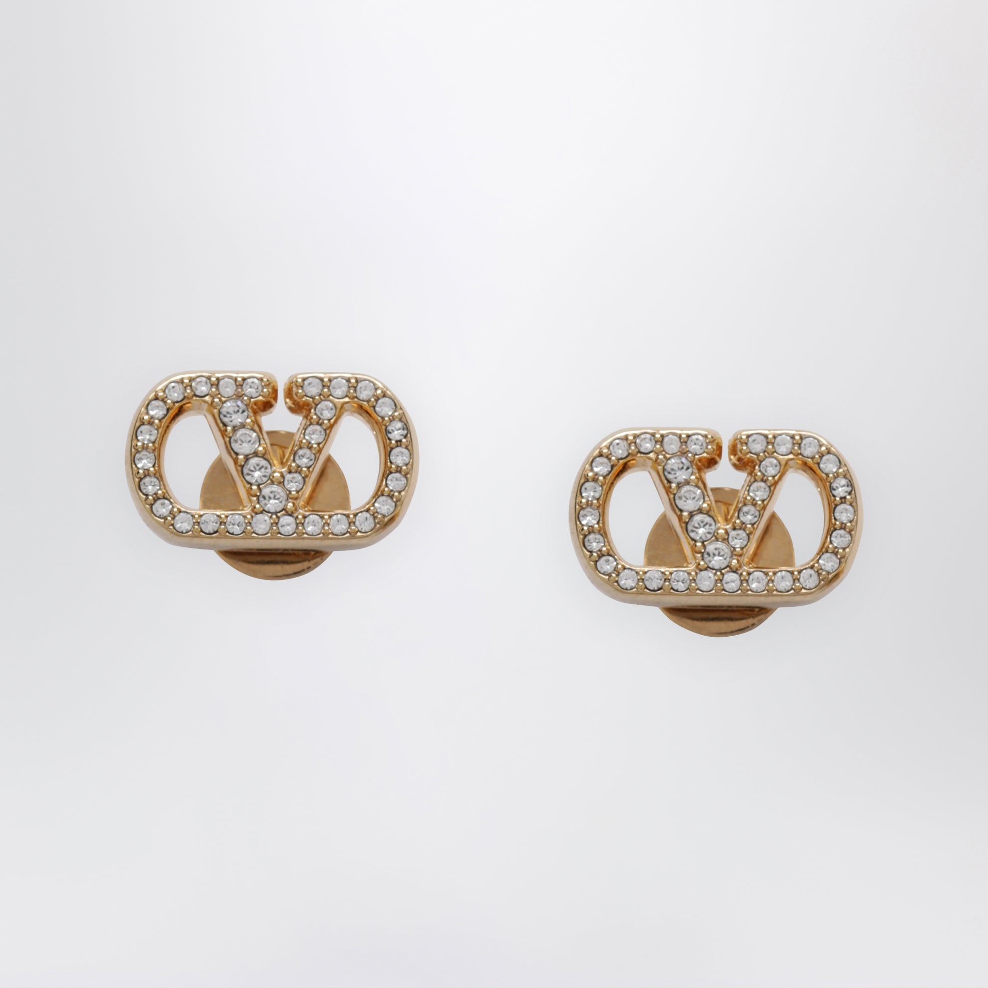 Boucles d’oreilles VLogo Signature dorées avec cristaux