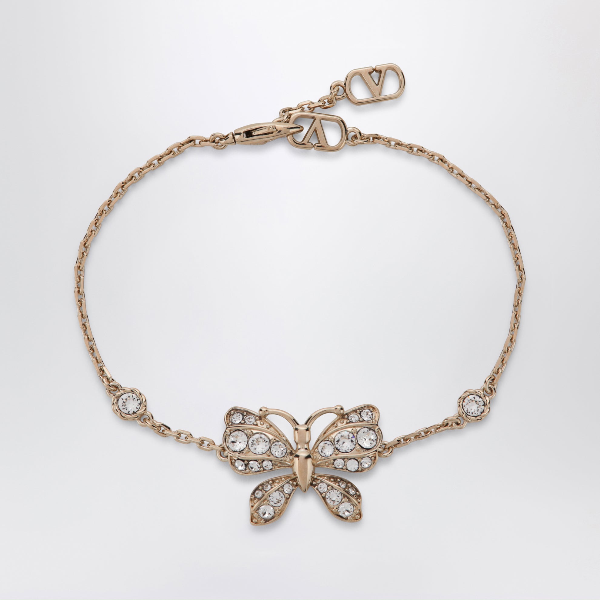 Bracelet Flutterby doré en métal et cristaux