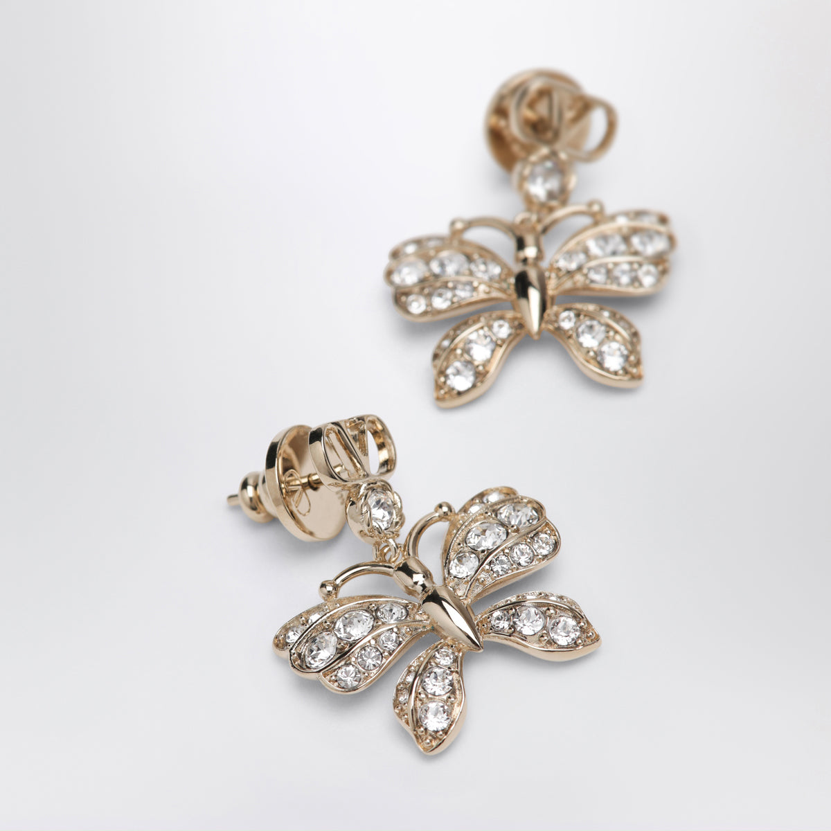 Flutterby gold-tone metal and crystal earrings
