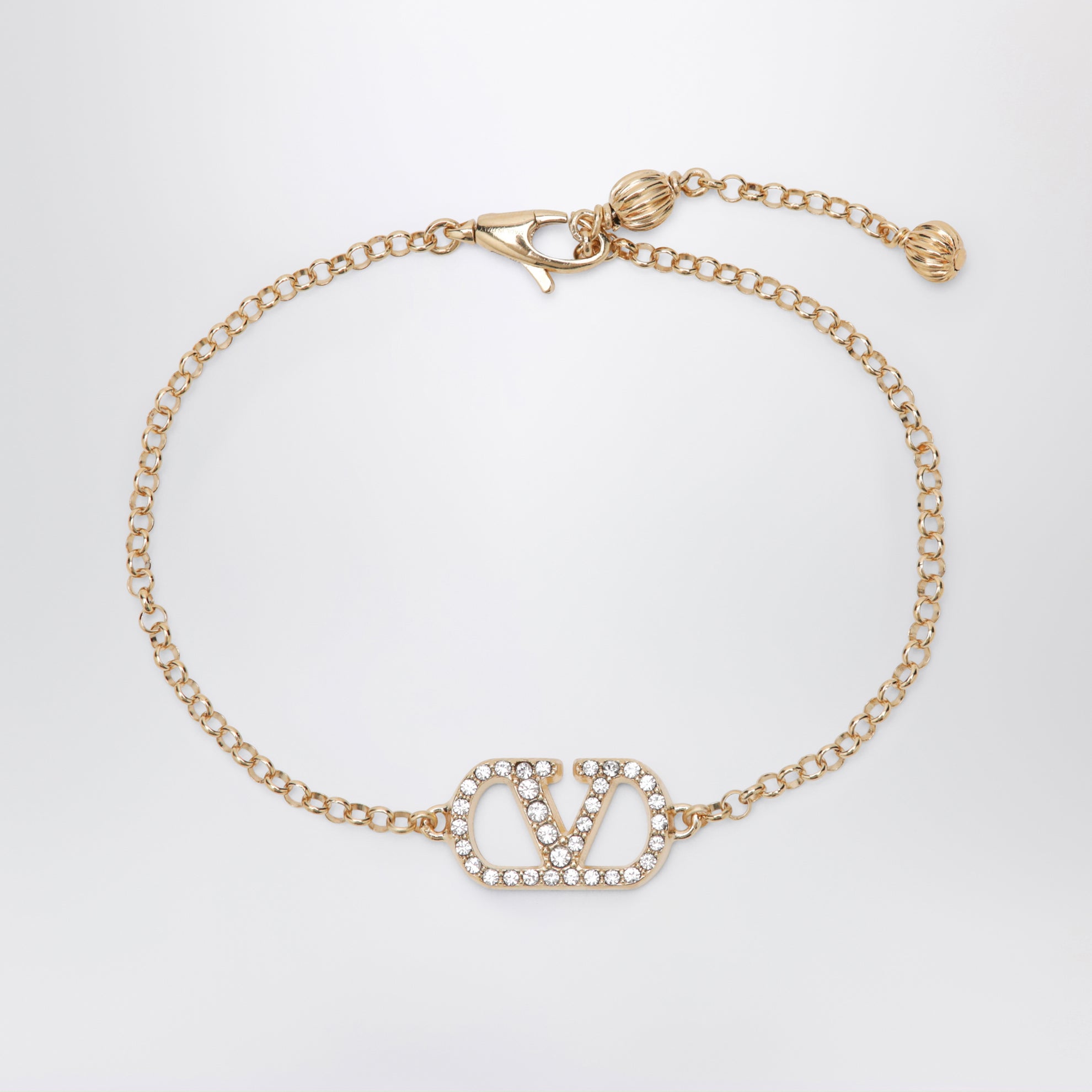 Bracelet VLogo Signature doré avec cristaux